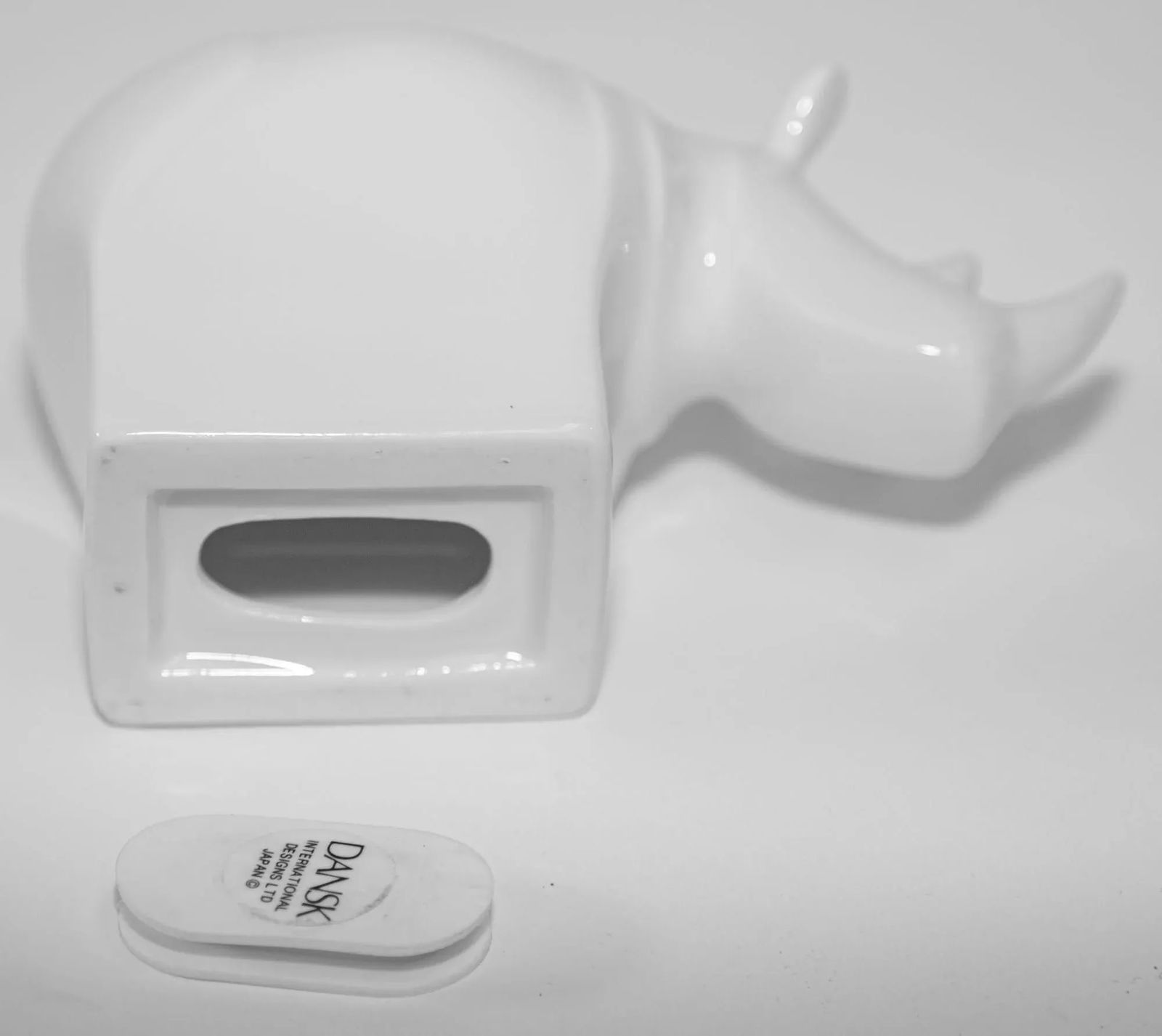 Dansk Modernist White Porcelain Rhinoceros Bank - 9