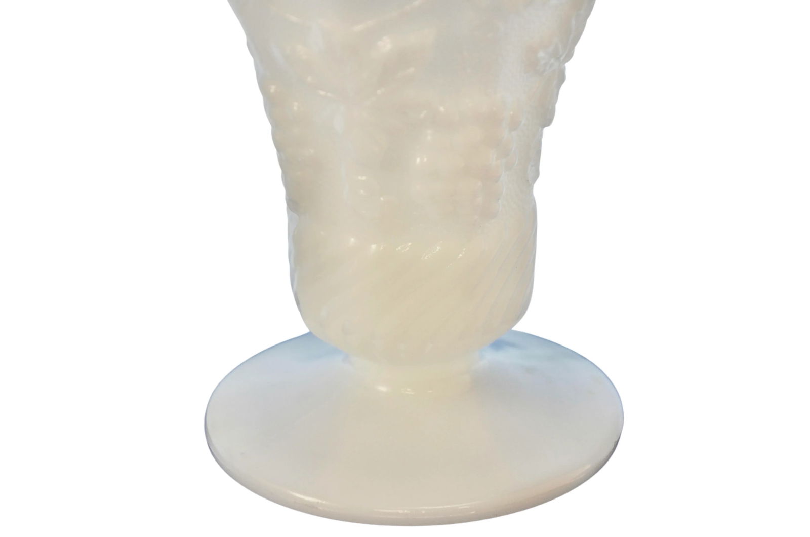 White Milk Glass Grape Motif Trumpet Vase - 4