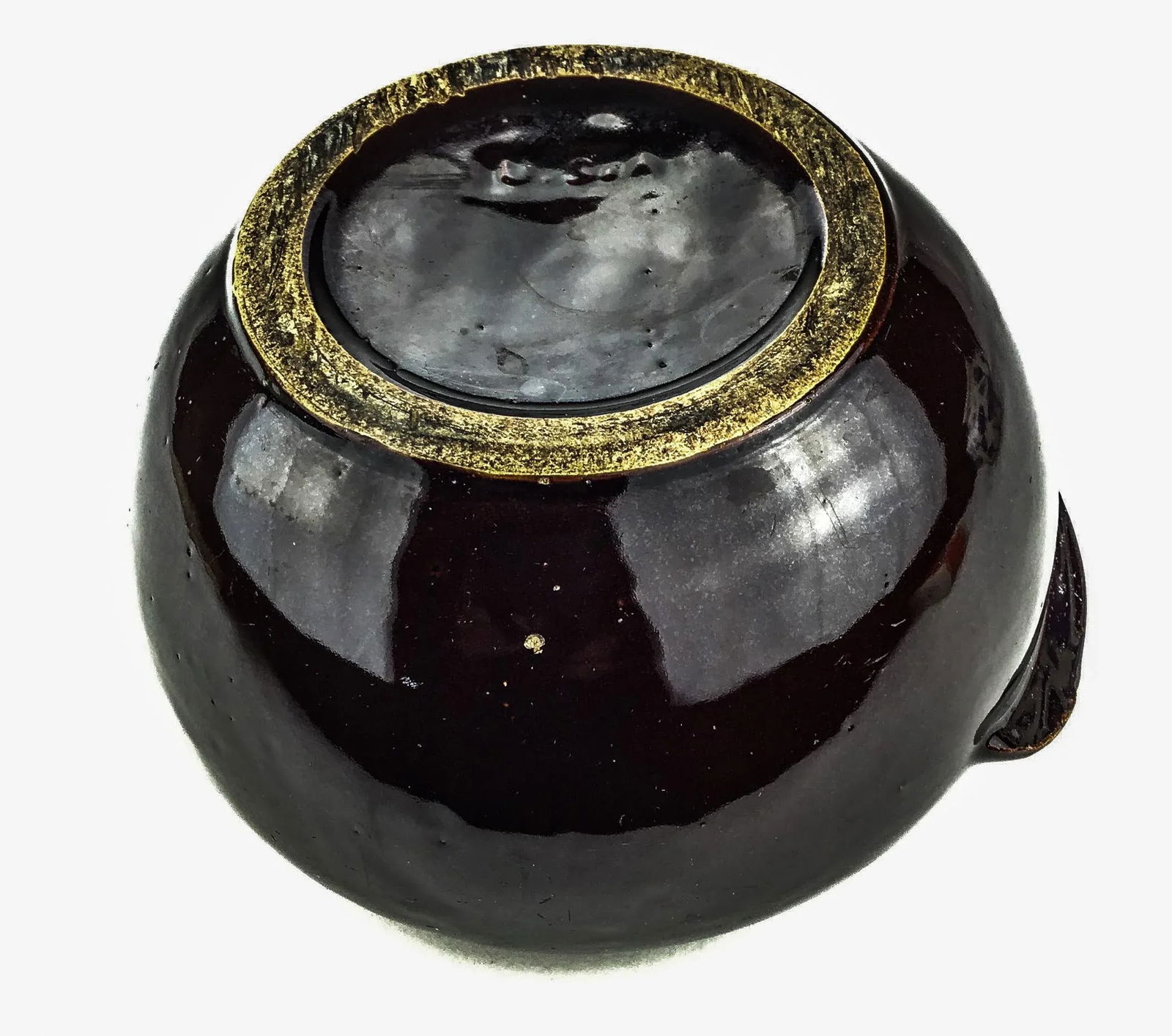 Deep Brown Stoneware Glazed Artisan Planter/Beanpot - 10