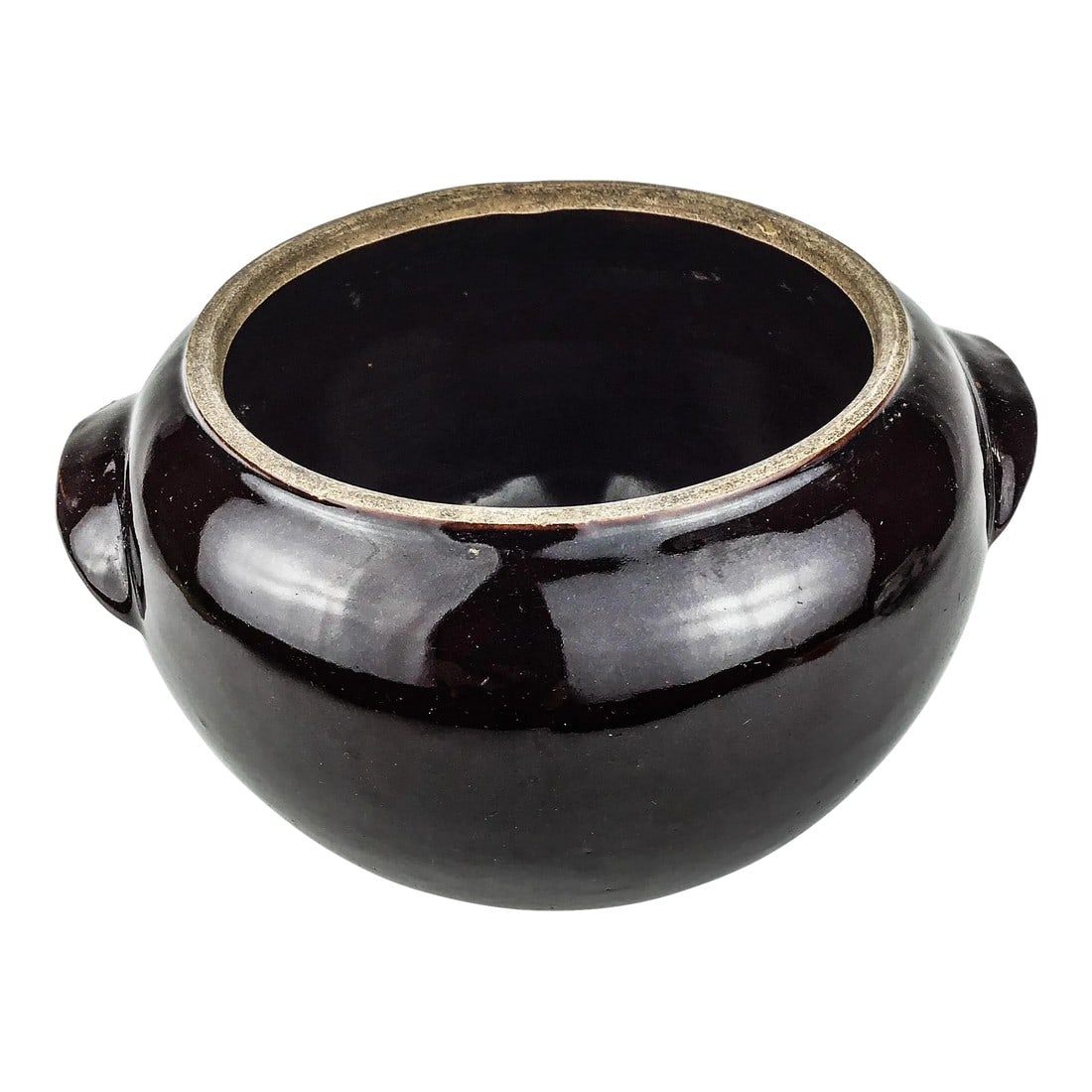 Deep Brown Stoneware Glazed Artisan Planter/Beanpot (1 of 12)