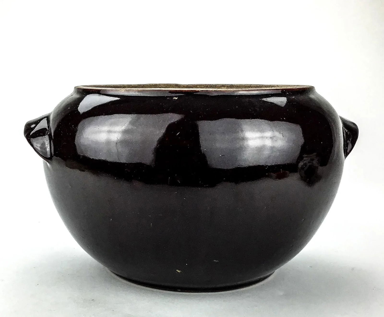 Deep Brown Stoneware Glazed Artisan Planter/Beanpot - 3