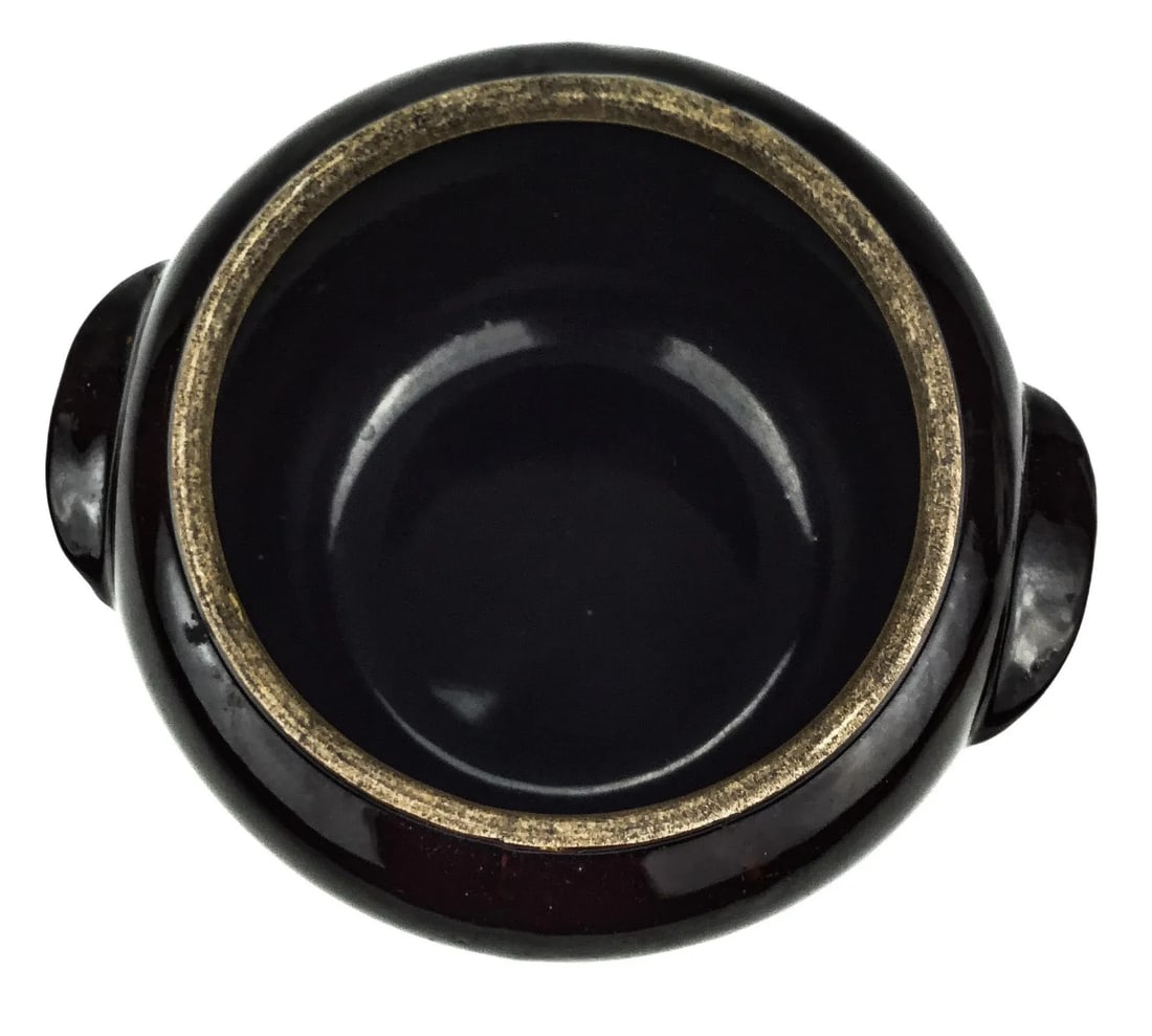 Deep Brown Stoneware Glazed Artisan Planter/Beanpot - 4