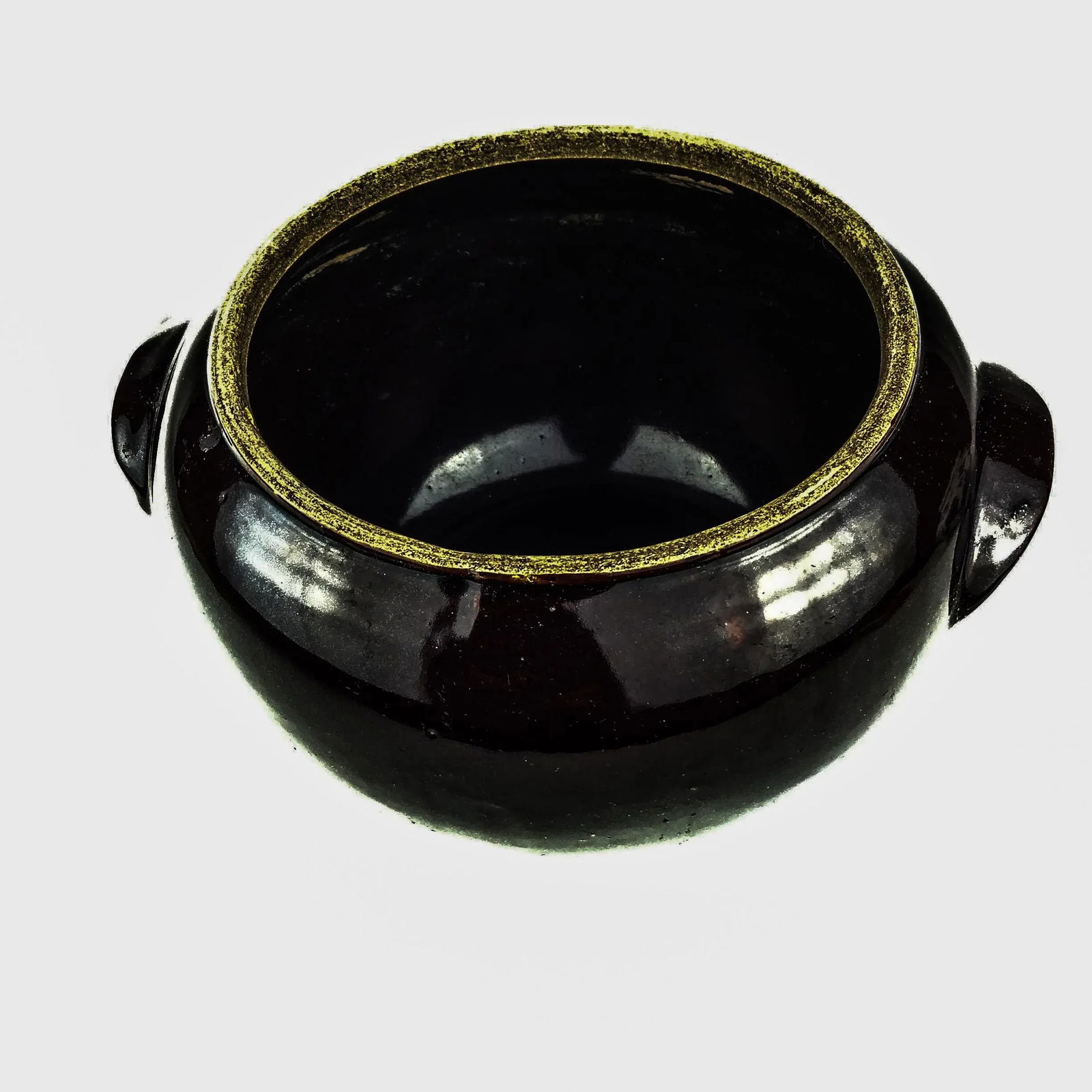 Deep Brown Stoneware Glazed Artisan Planter/Beanpot - 6