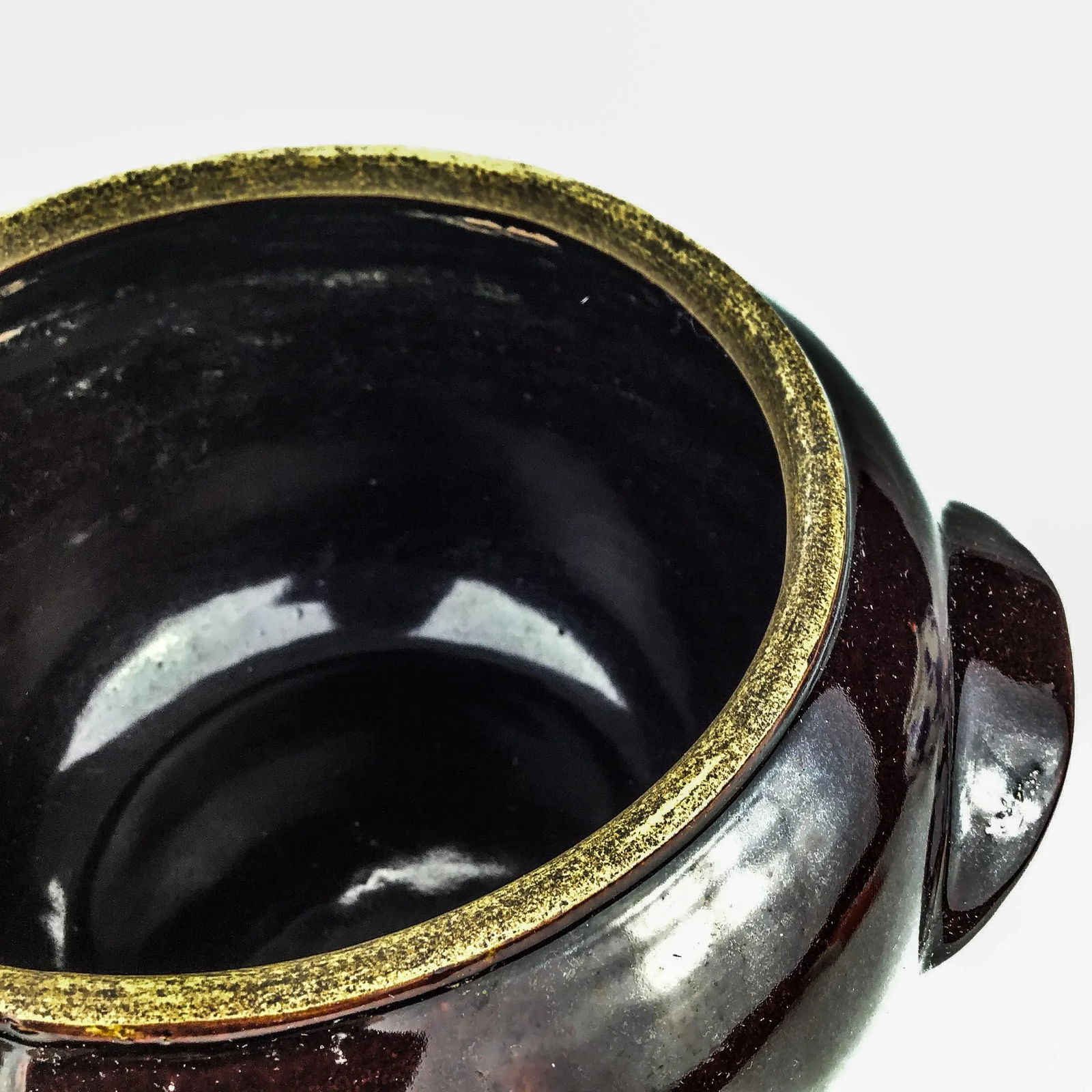 Deep Brown Stoneware Glazed Artisan Planter/Beanpot - 7