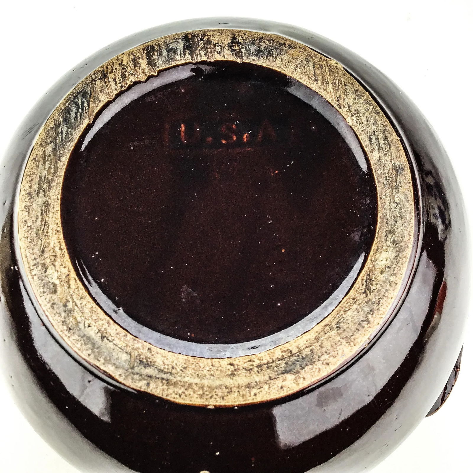 Deep Brown Stoneware Glazed Artisan Planter/Beanpot - 9