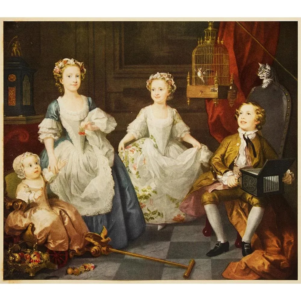1956 After William Hogarth "The Graham Children", Vintage Full-Color Print - 7