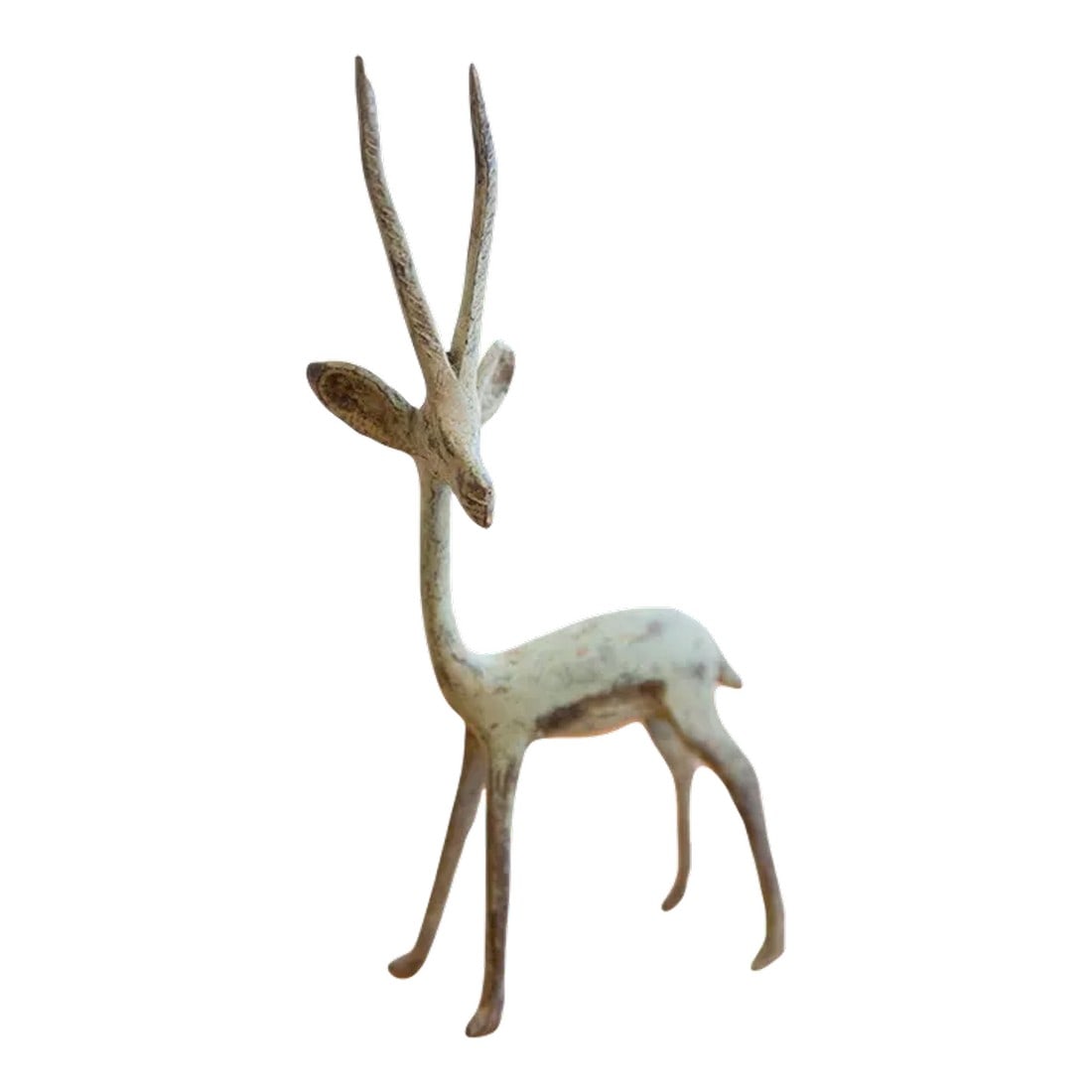 Vintage African Left Facing Brightly Oxidized Gazelle: Vintage handmade African left facing brightly oxidized gazelle. Circa 1960s though possibly older, this piece has such incredible handmade charm and no two are identical. Create a scene of wildlife wi