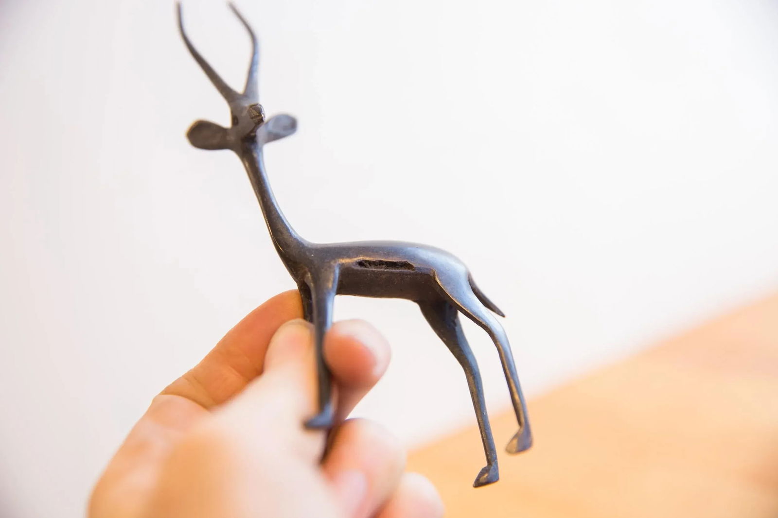 Vintage African Left Facing Gazelle With Dark Patina - 4