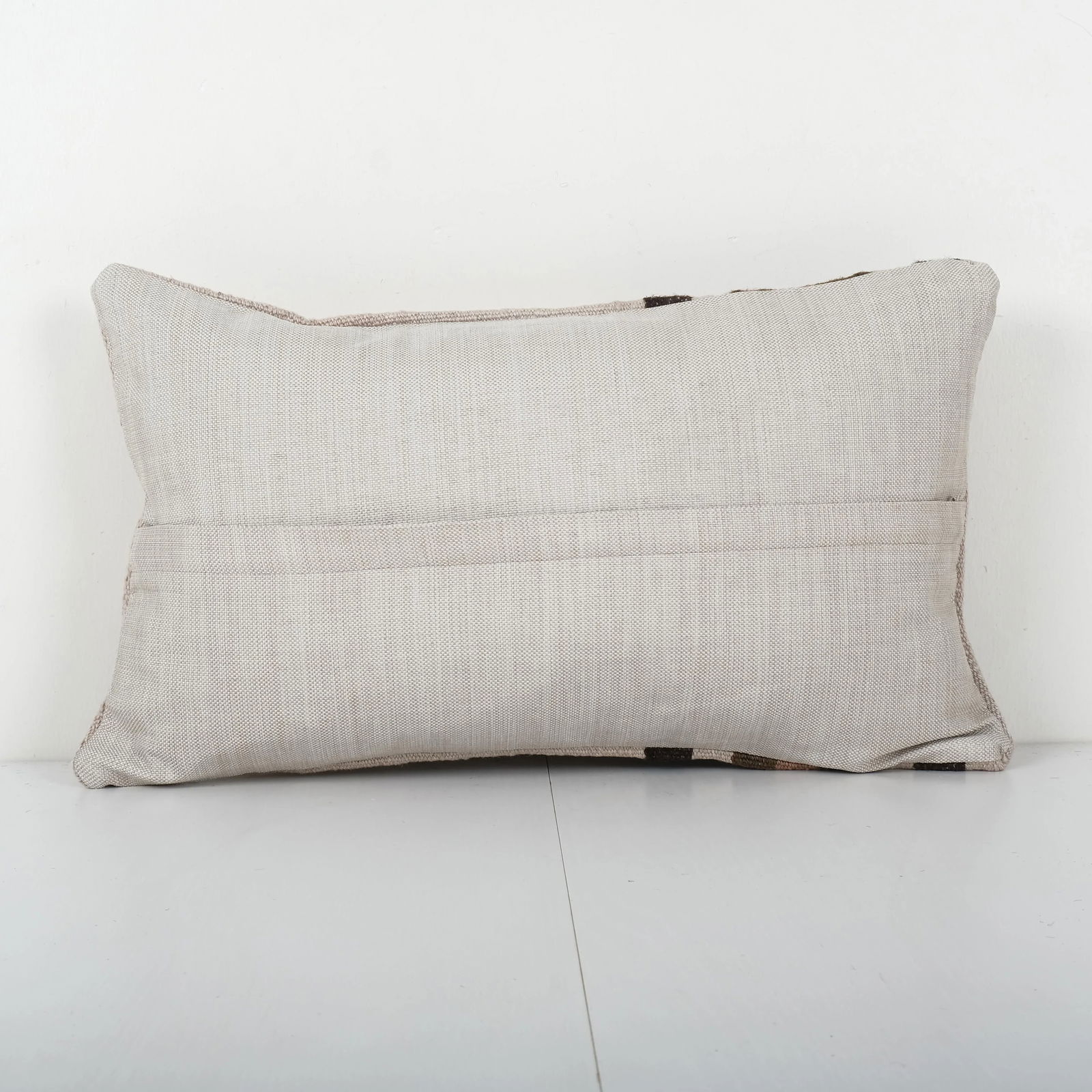 Turkish Hemp Kilim Lumbar Pillow Cover 13'' X 20'' - 4