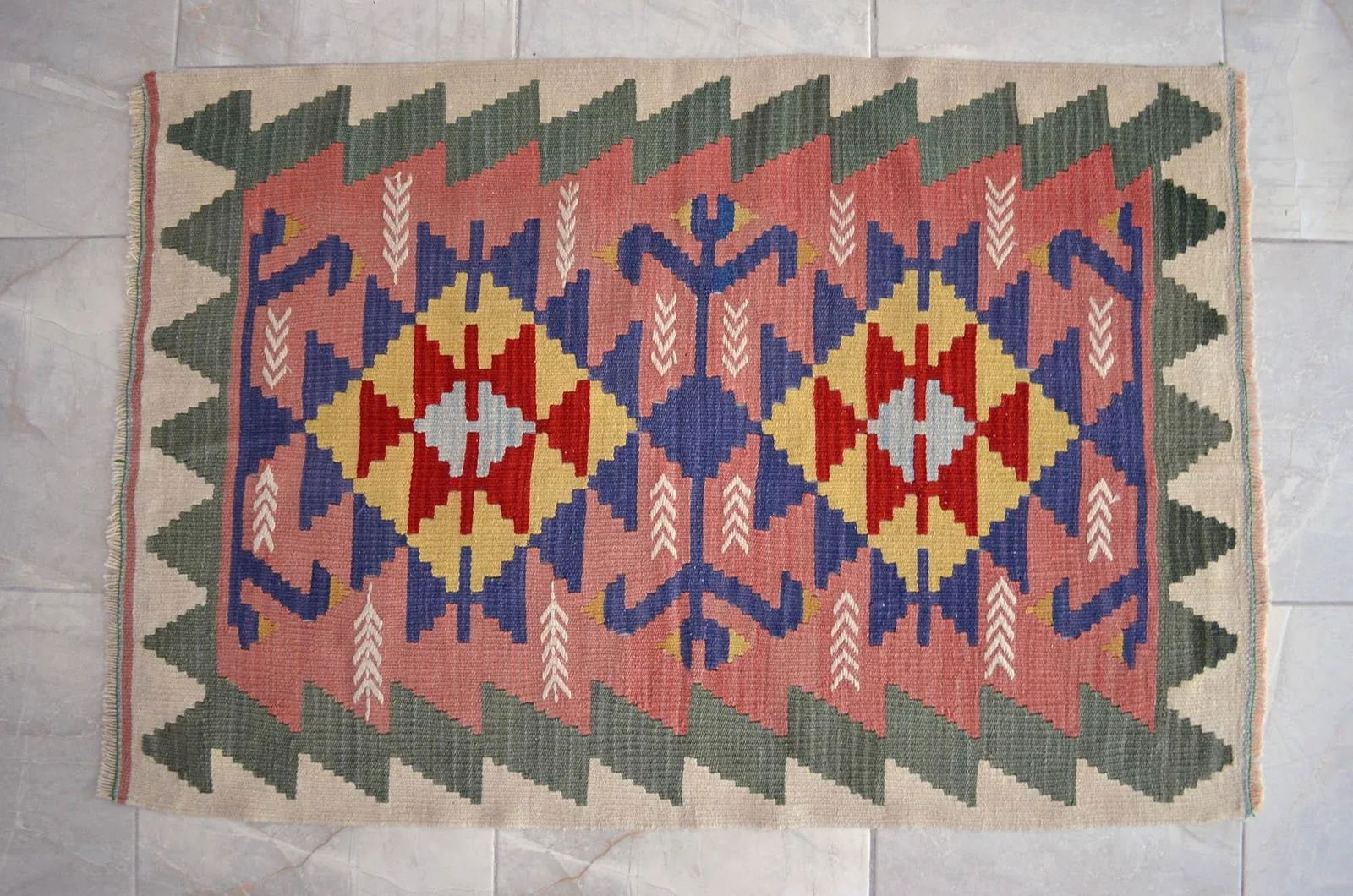 1980s Hand-Woven Mini Kilim Rug - 2'9" X 4'1" - 6
