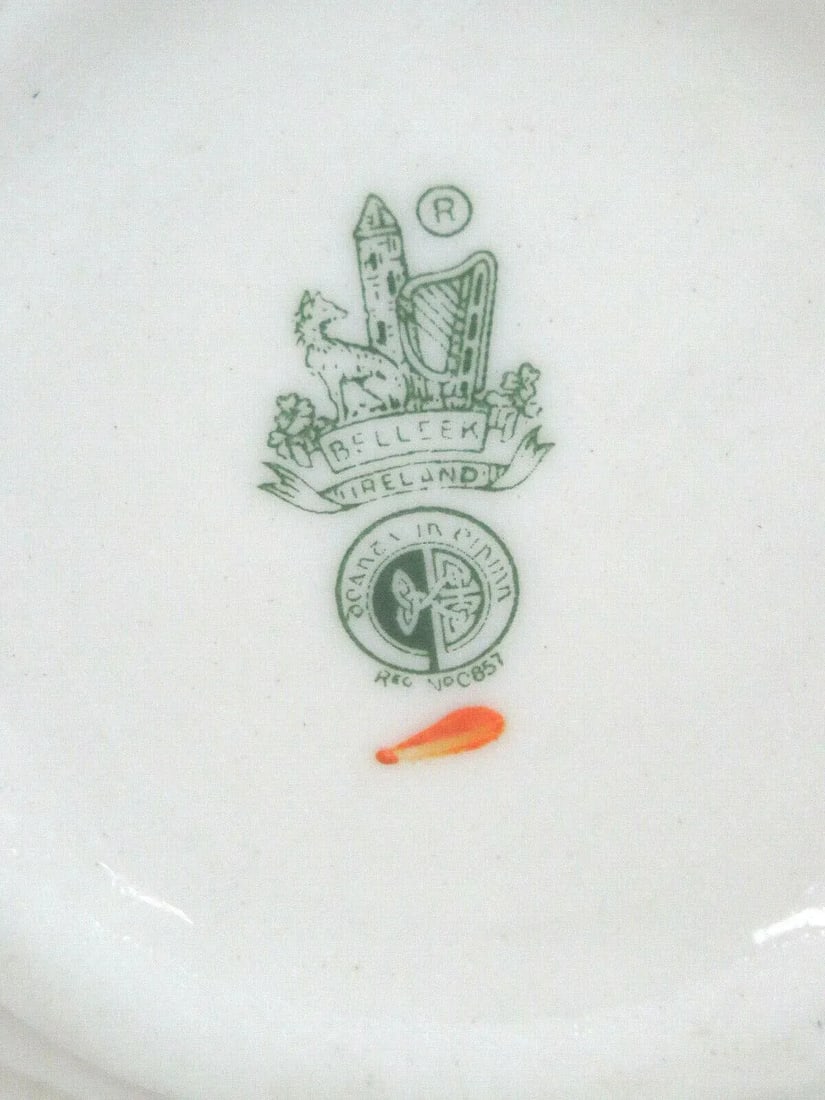 Belleek Ireland Porcelain Pink Rose Green Leaves Flower Vase - 5