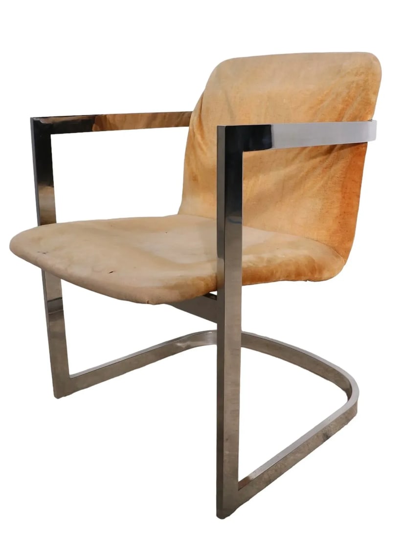 1970's Chrome Frame Arm Chair After Baughman - 10
