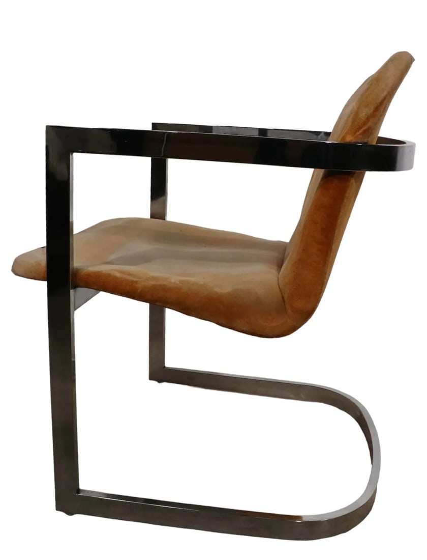 1970's Chrome Frame Arm Chair After Baughman - 5
