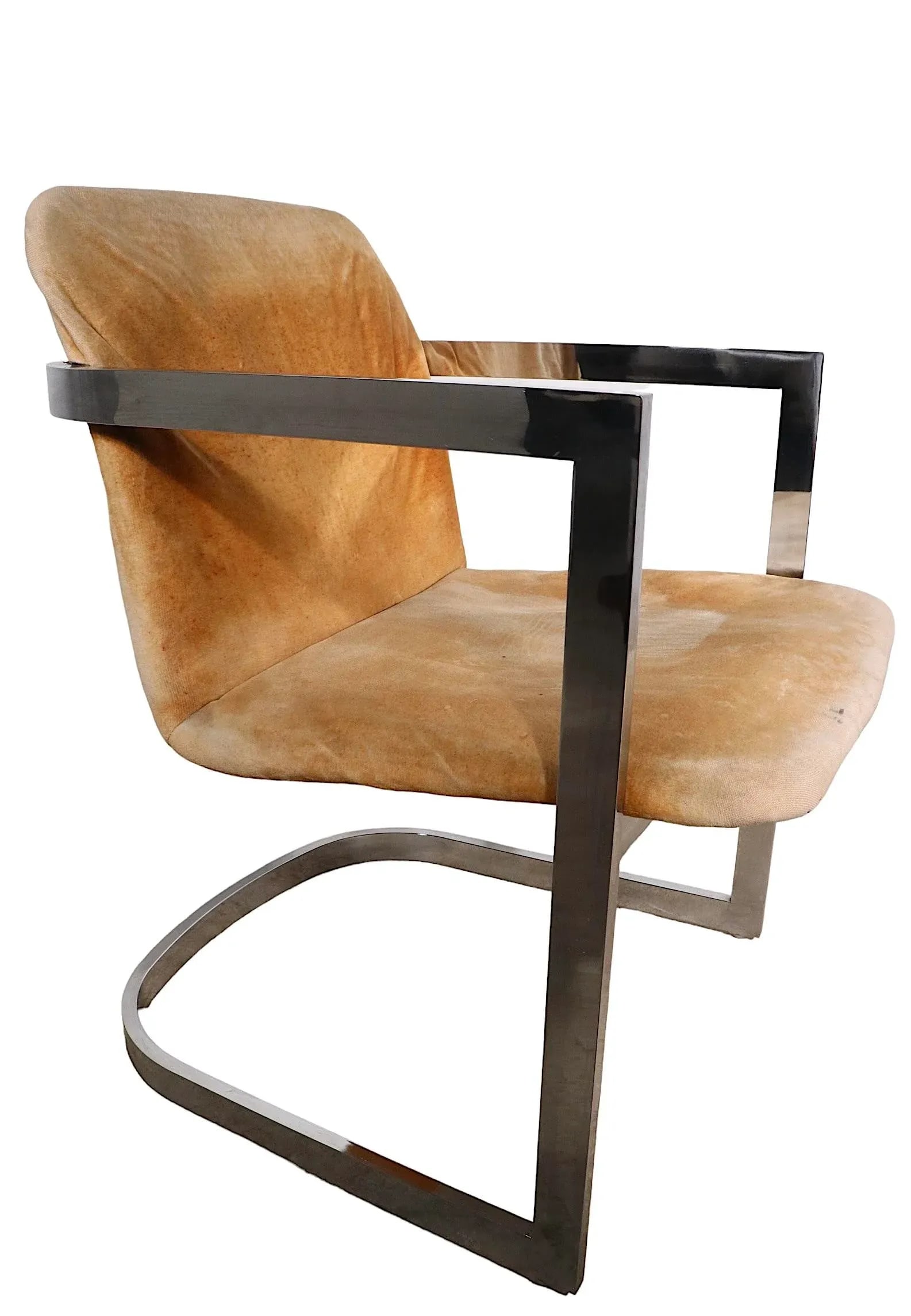 1970's Chrome Frame Arm Chair After Baughman - 6