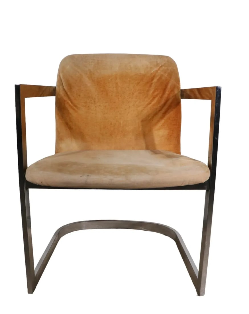 1970's Chrome Frame Arm Chair After Baughman - 8