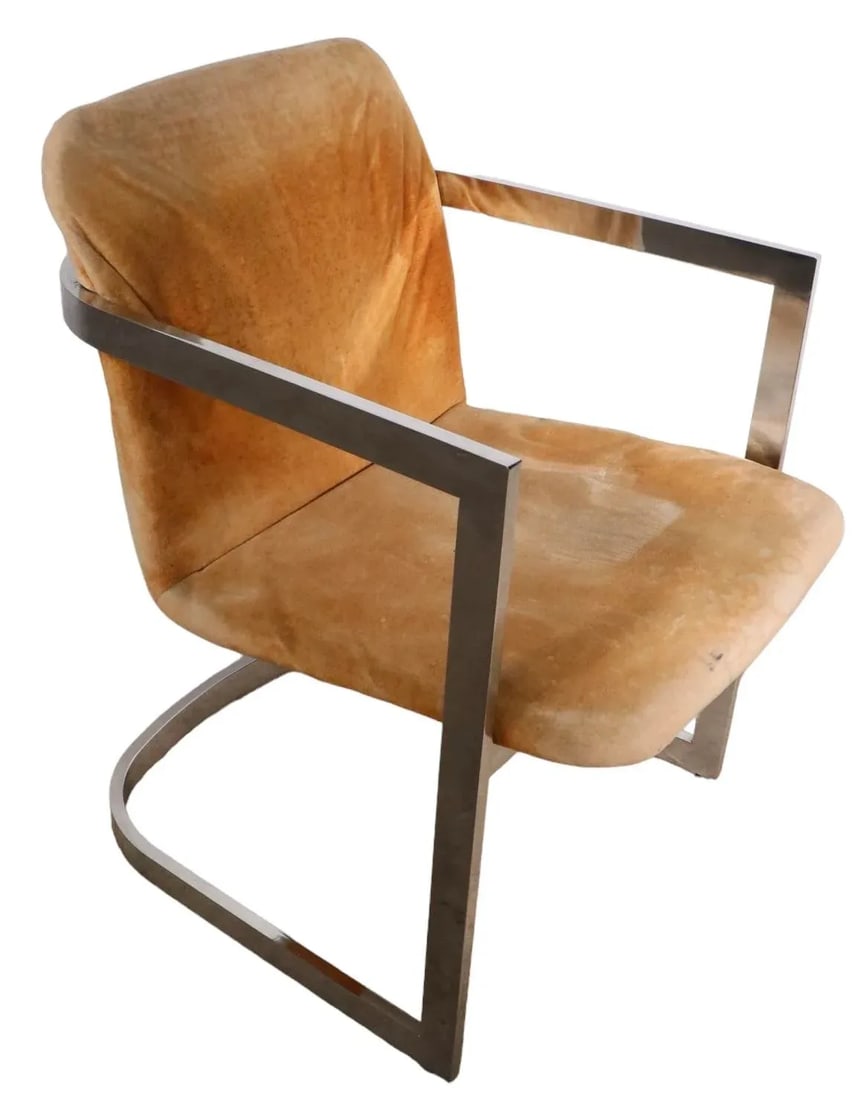 1970's Chrome Frame Arm Chair After Baughman - 9