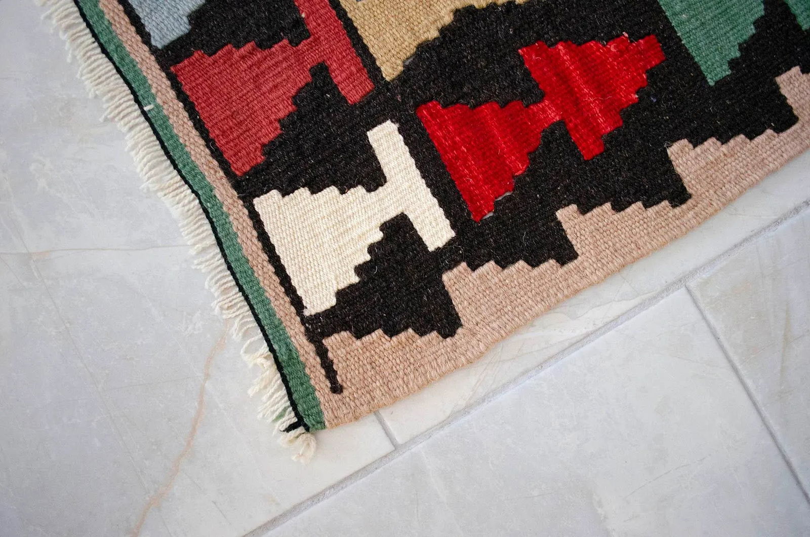 Turkish Hand-Woven Mini Kilim Rug Flat Weave Oushak Rug - 27" X 40" - 6