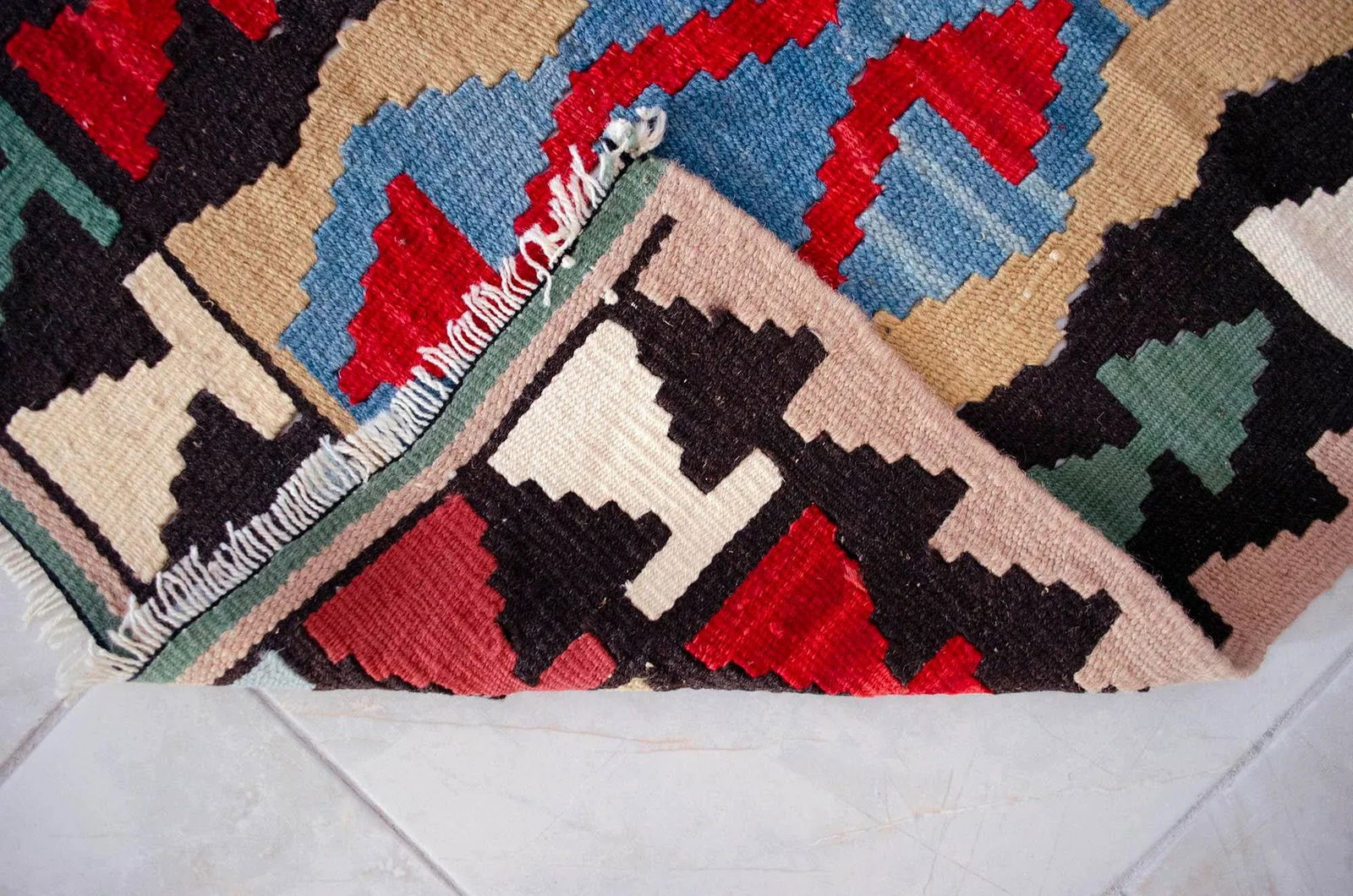 Turkish Hand-Woven Mini Kilim Rug Flat Weave Oushak Rug - 27" X 40" - 7