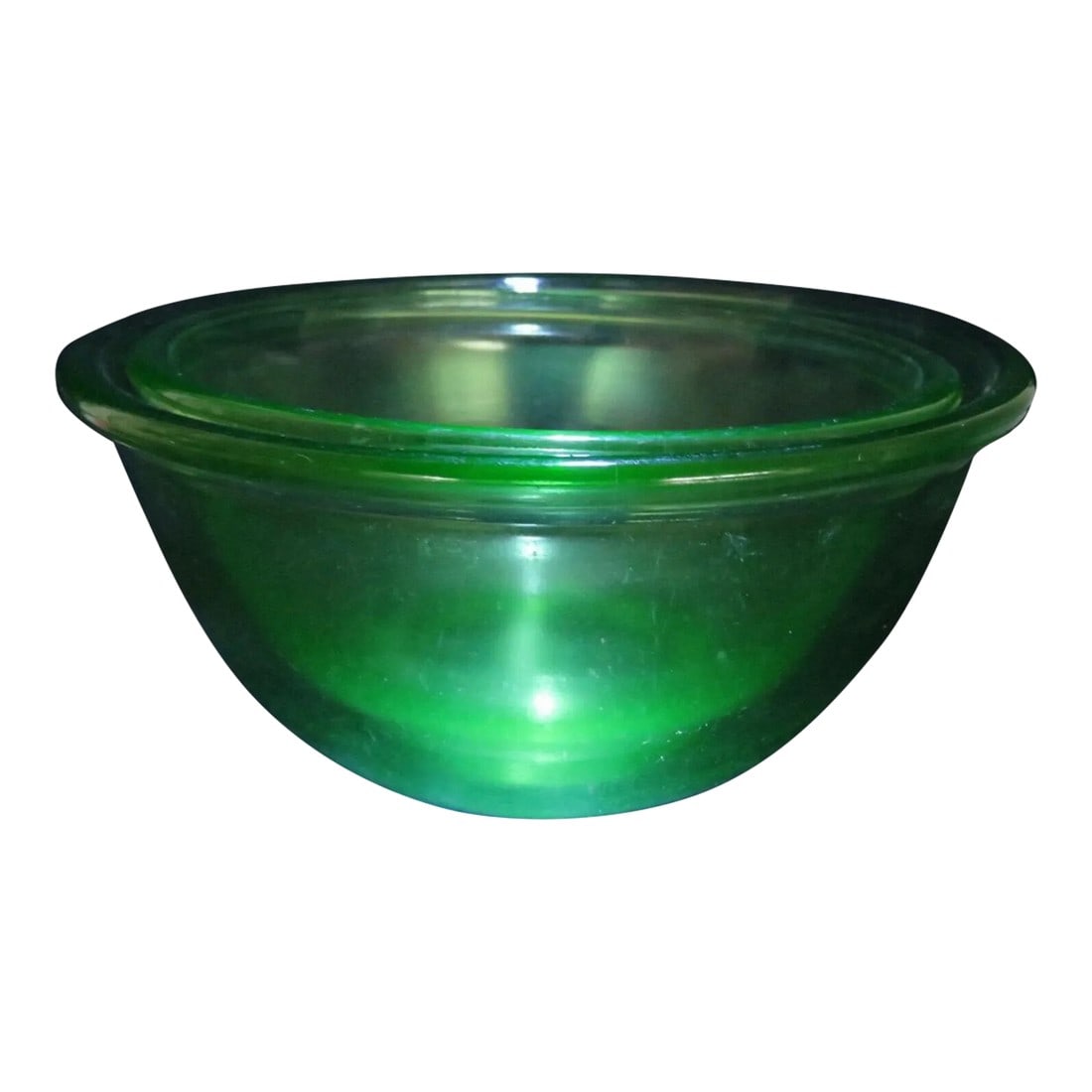 Hazel Atlas Green Uranium Depression Glass Set of 2 Nesting Mixing Bowls (1 of 11)