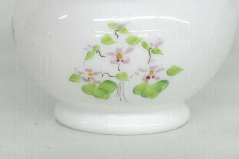 Fenton Silver Crest Hand Painted White Milk Glass Ruffled Rim Vase - 4