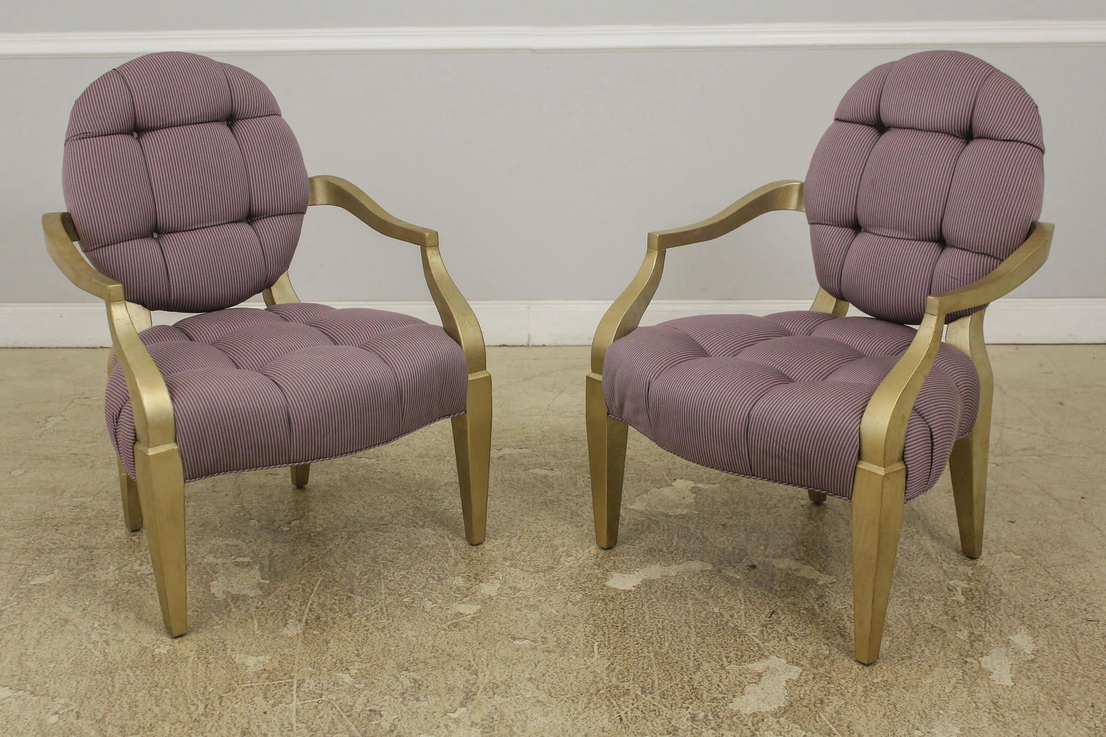 Pair Modern Design Silver Finish Open Armchairs - 13