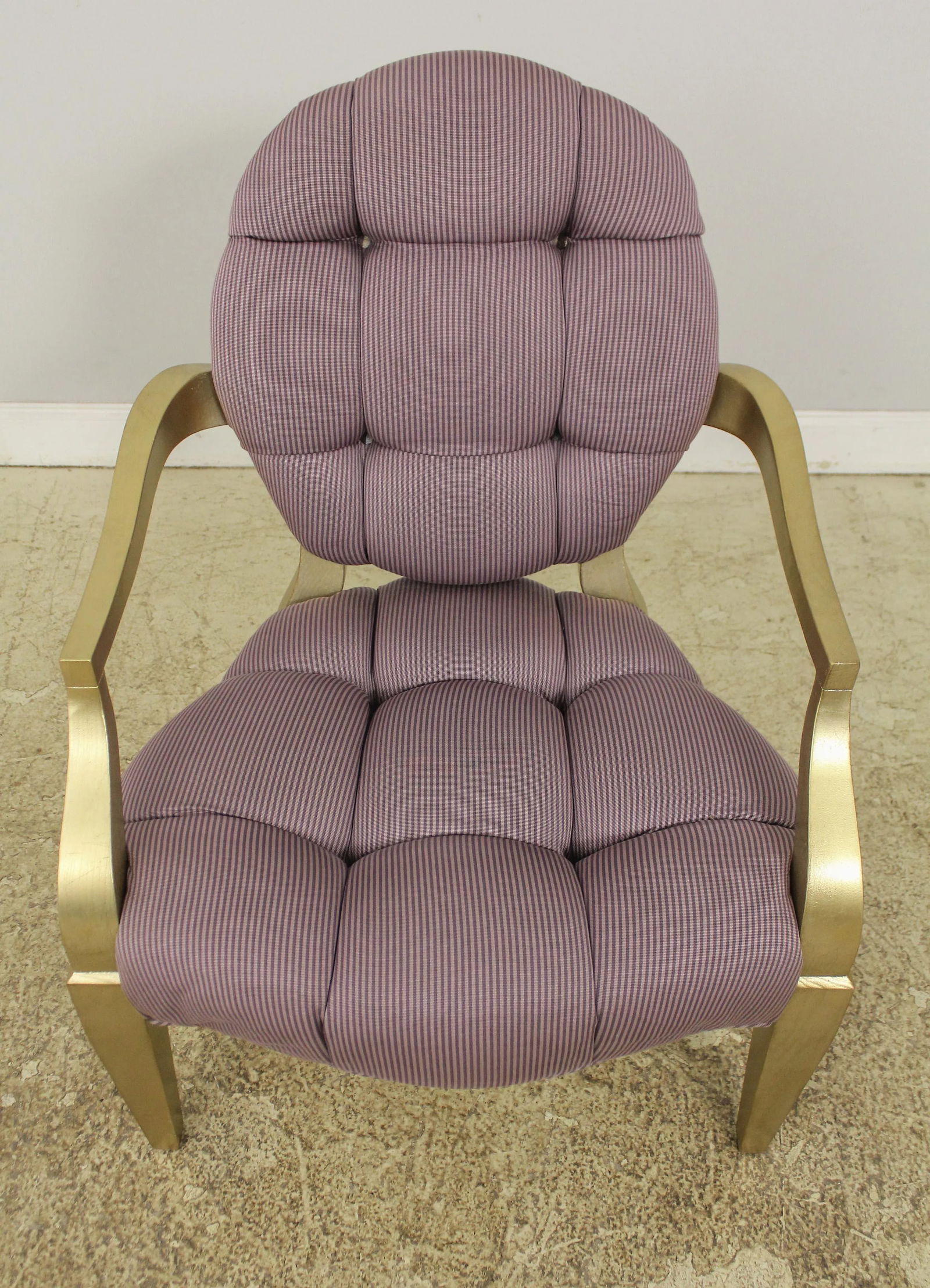 Pair Modern Design Silver Finish Open Armchairs - 2