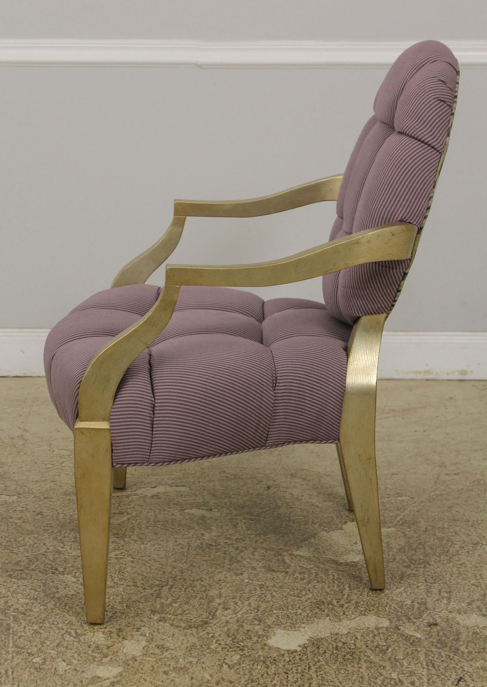 Pair Modern Design Silver Finish Open Armchairs - 3