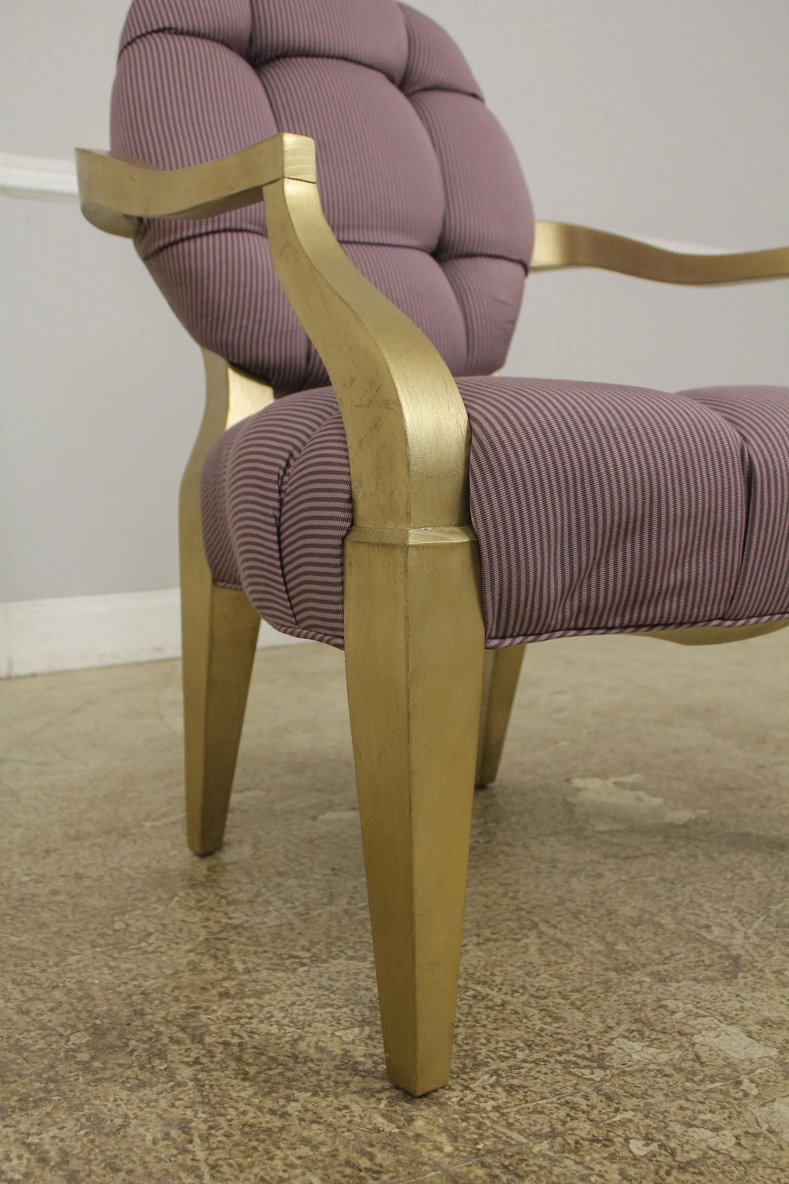 Pair Modern Design Silver Finish Open Armchairs - 5