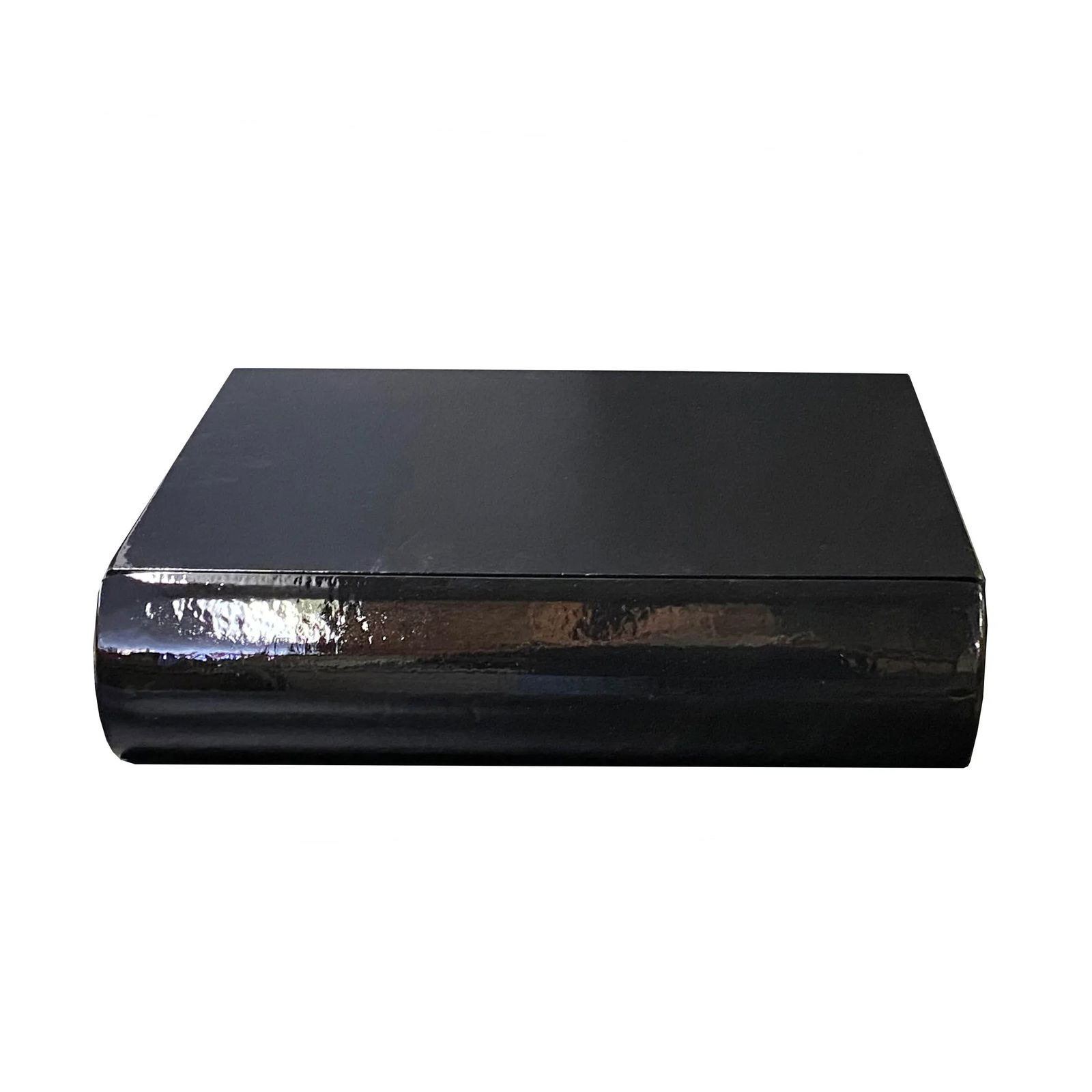 Black Lacquer Golden Side Book Shape Storage Box Accent - 2