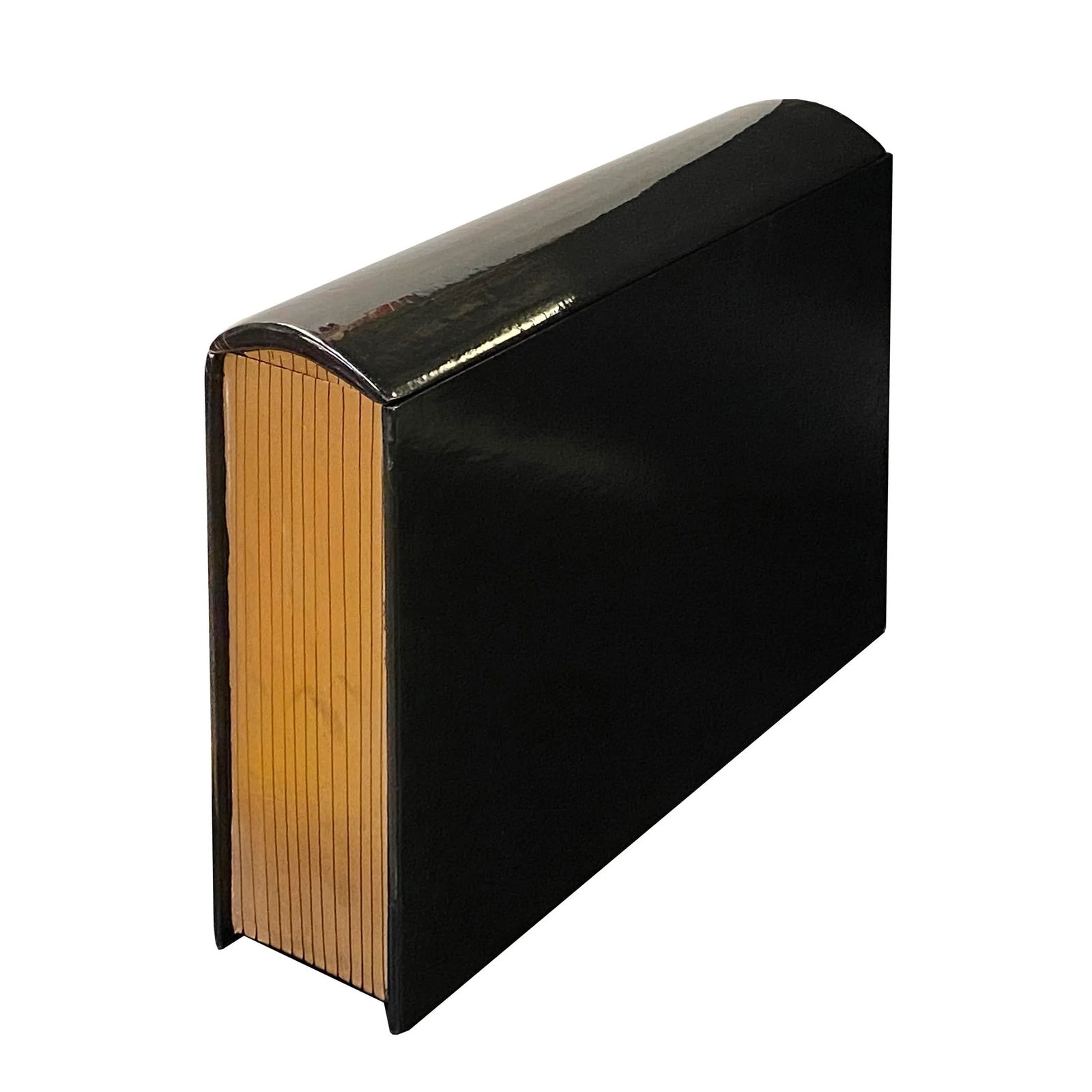 Black Lacquer Golden Side Book Shape Storage Box Accent - 6