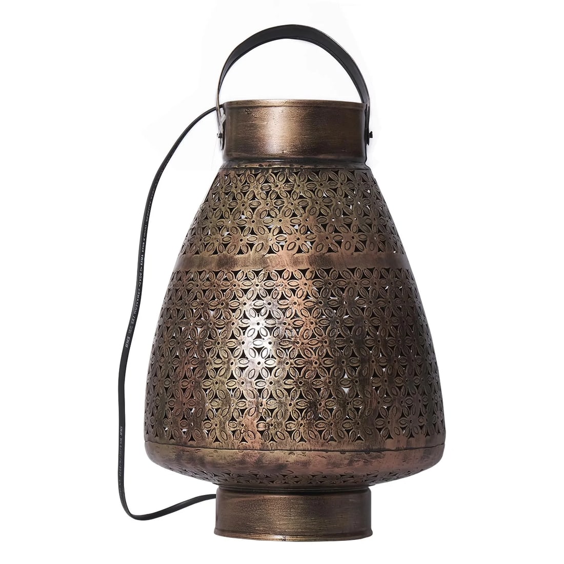 21st Century Morrocan Style Metal Lattice Table Lamp Lantern - 2