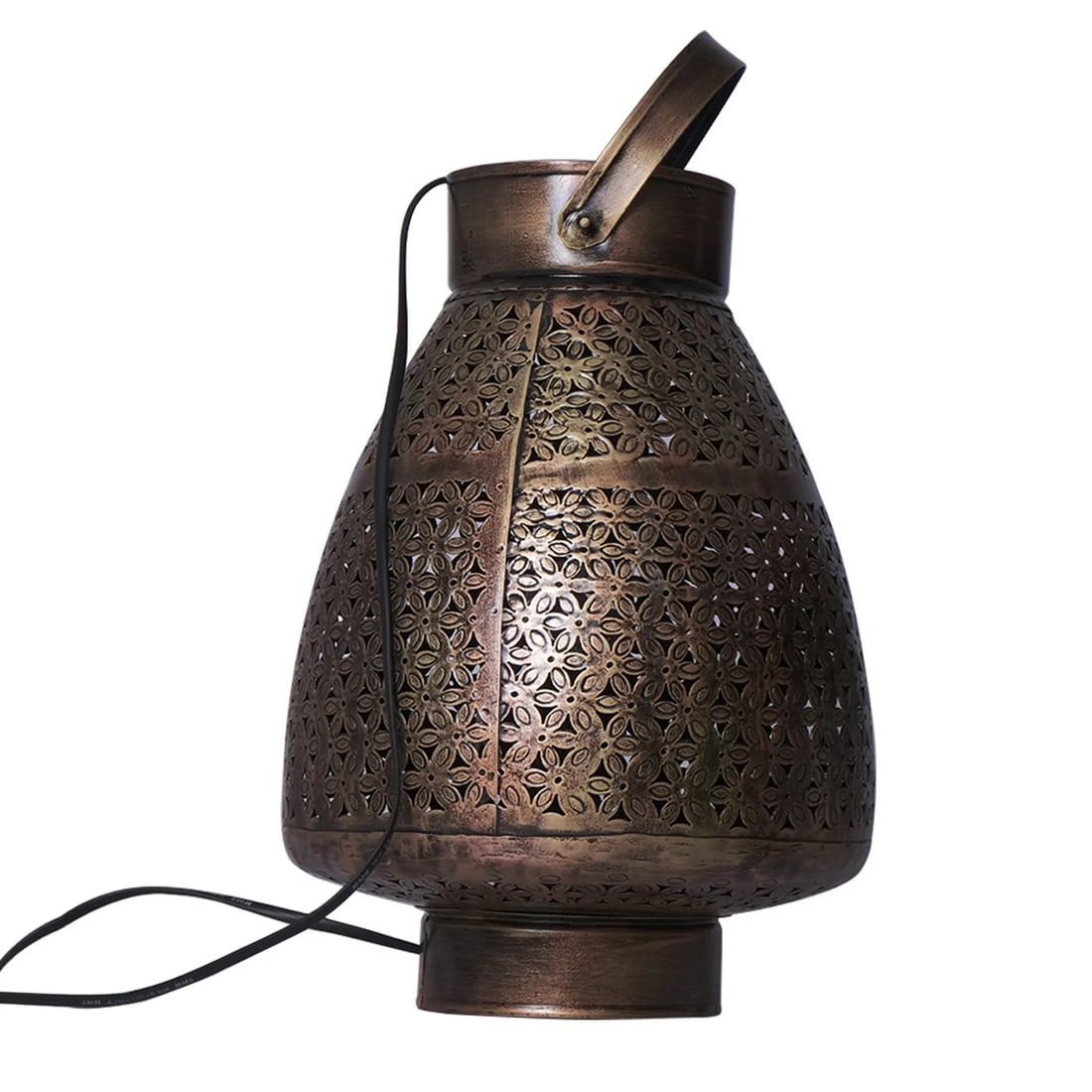 21st Century Morrocan Style Metal Lattice Table Lamp Lantern - 4