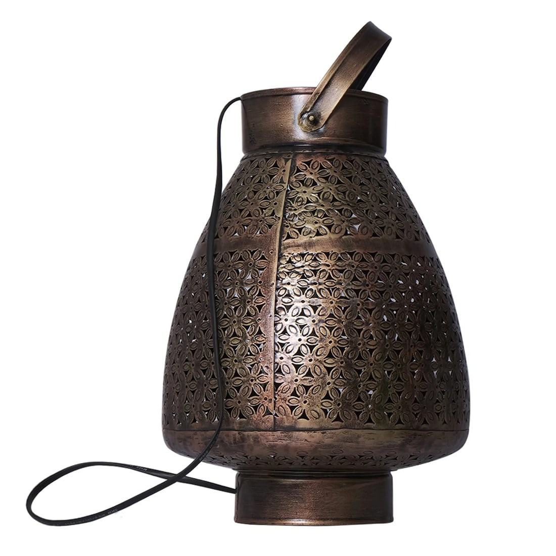 21st Century Morrocan Style Metal Lattice Table Lamp Lantern - 5