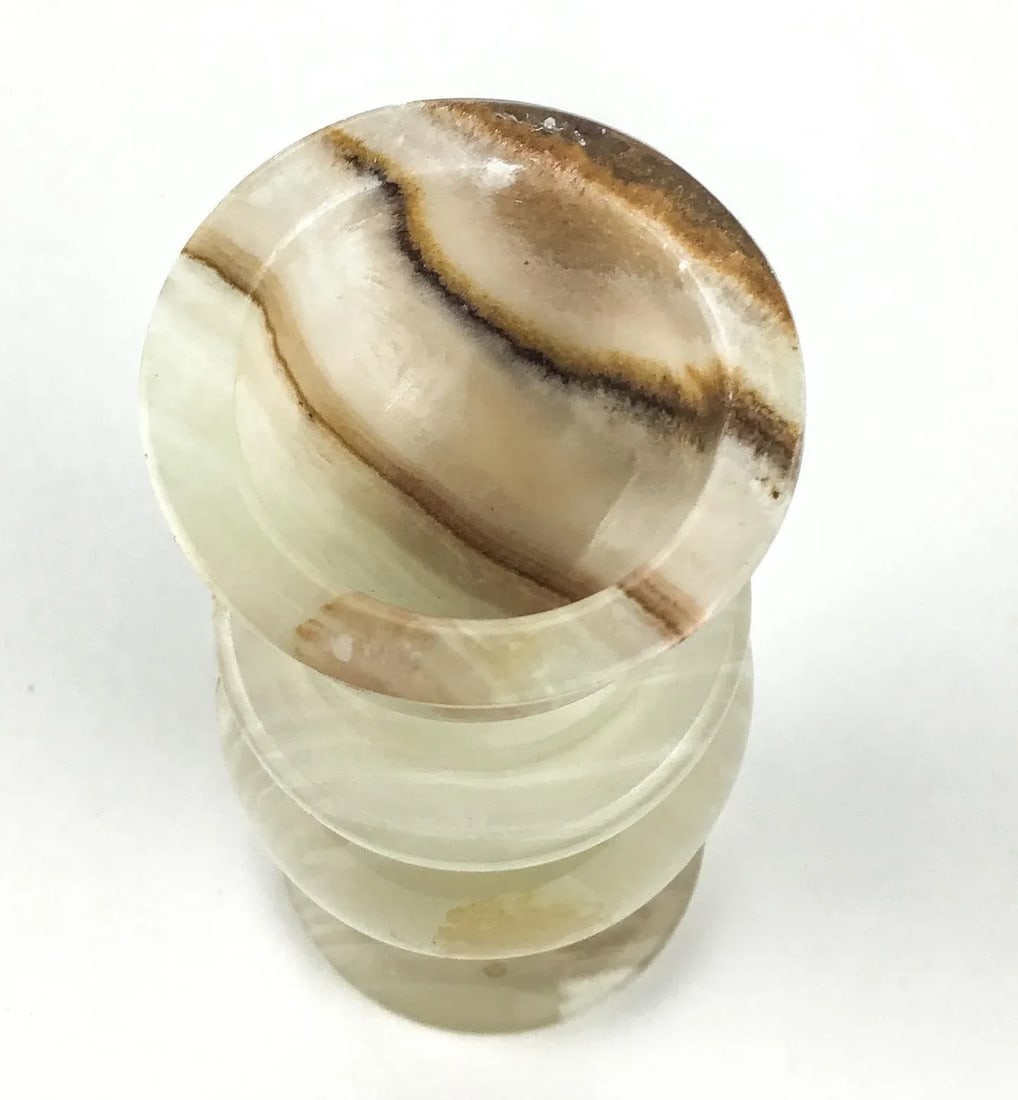 Genuine Hand Carved Onyx Stone Candle Holder - 3