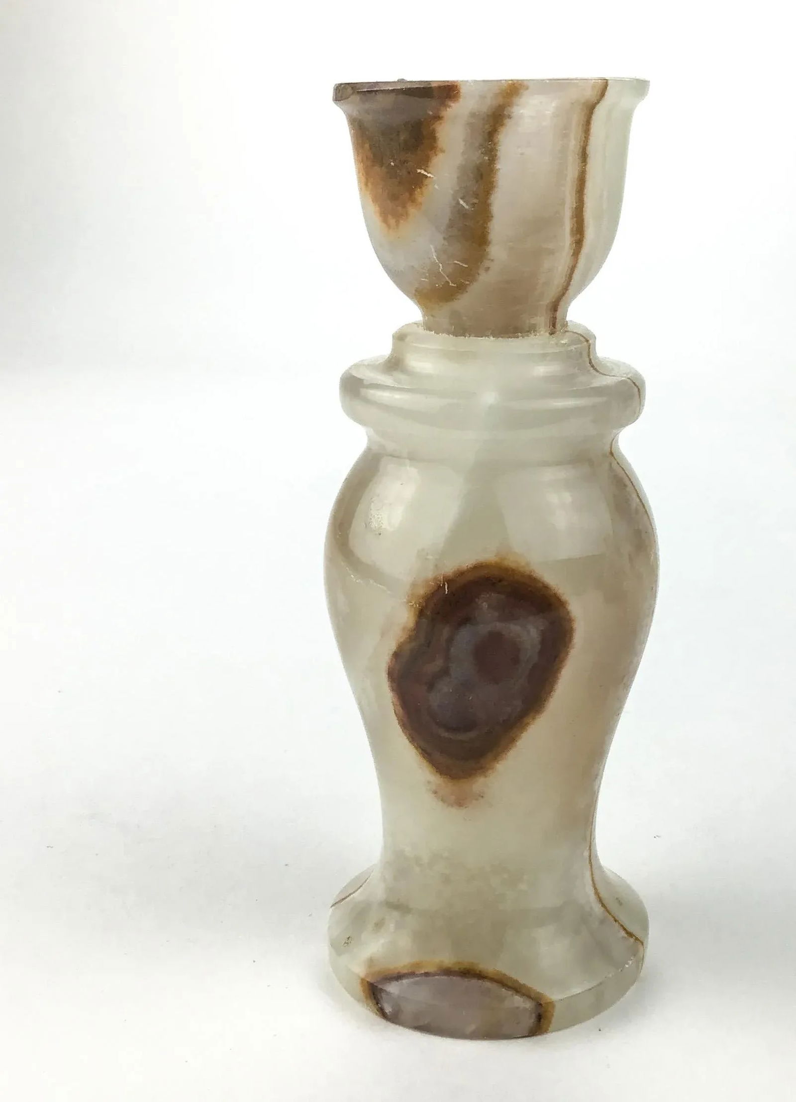 Genuine Hand Carved Onyx Stone Candle Holder - 4