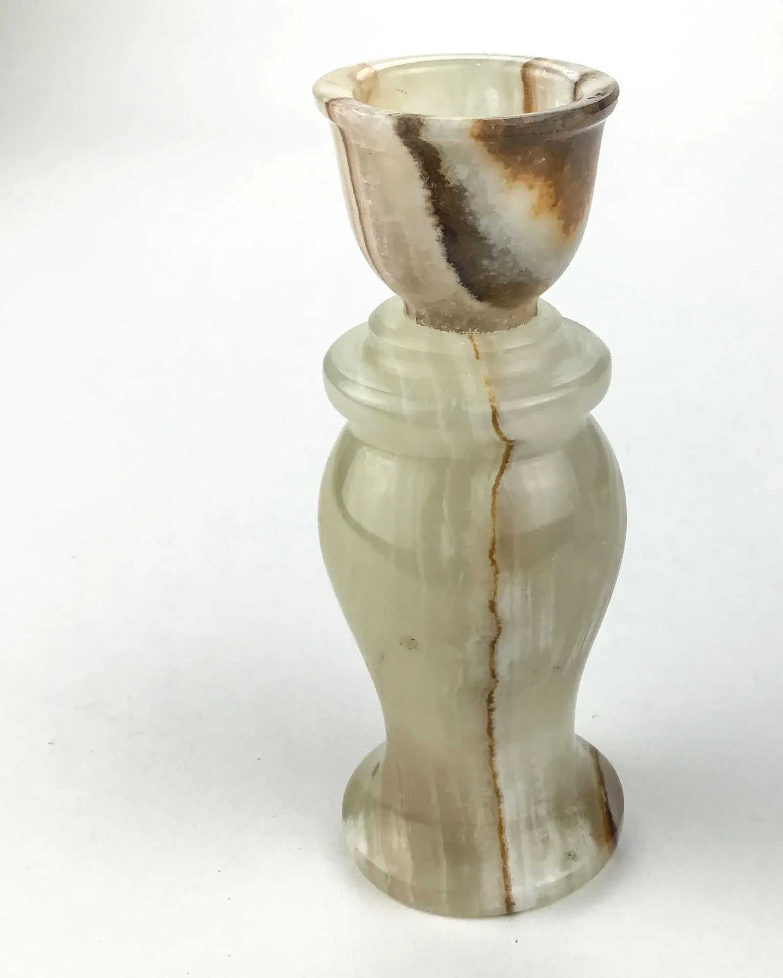 Genuine Hand Carved Onyx Stone Candle Holder - 5