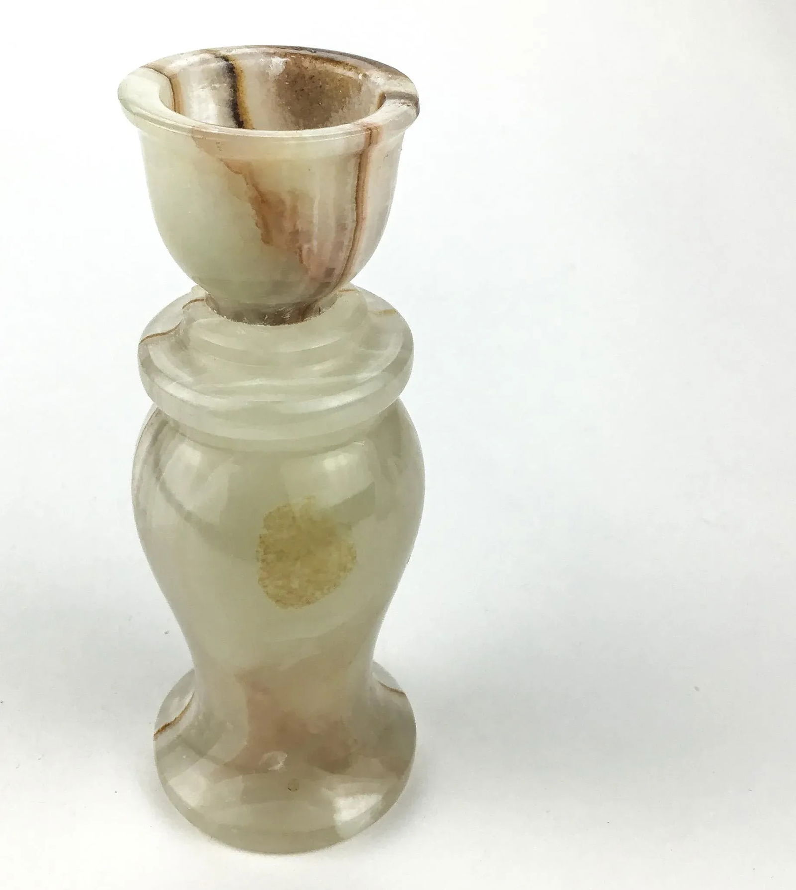 Genuine Hand Carved Onyx Stone Candle Holder - 6