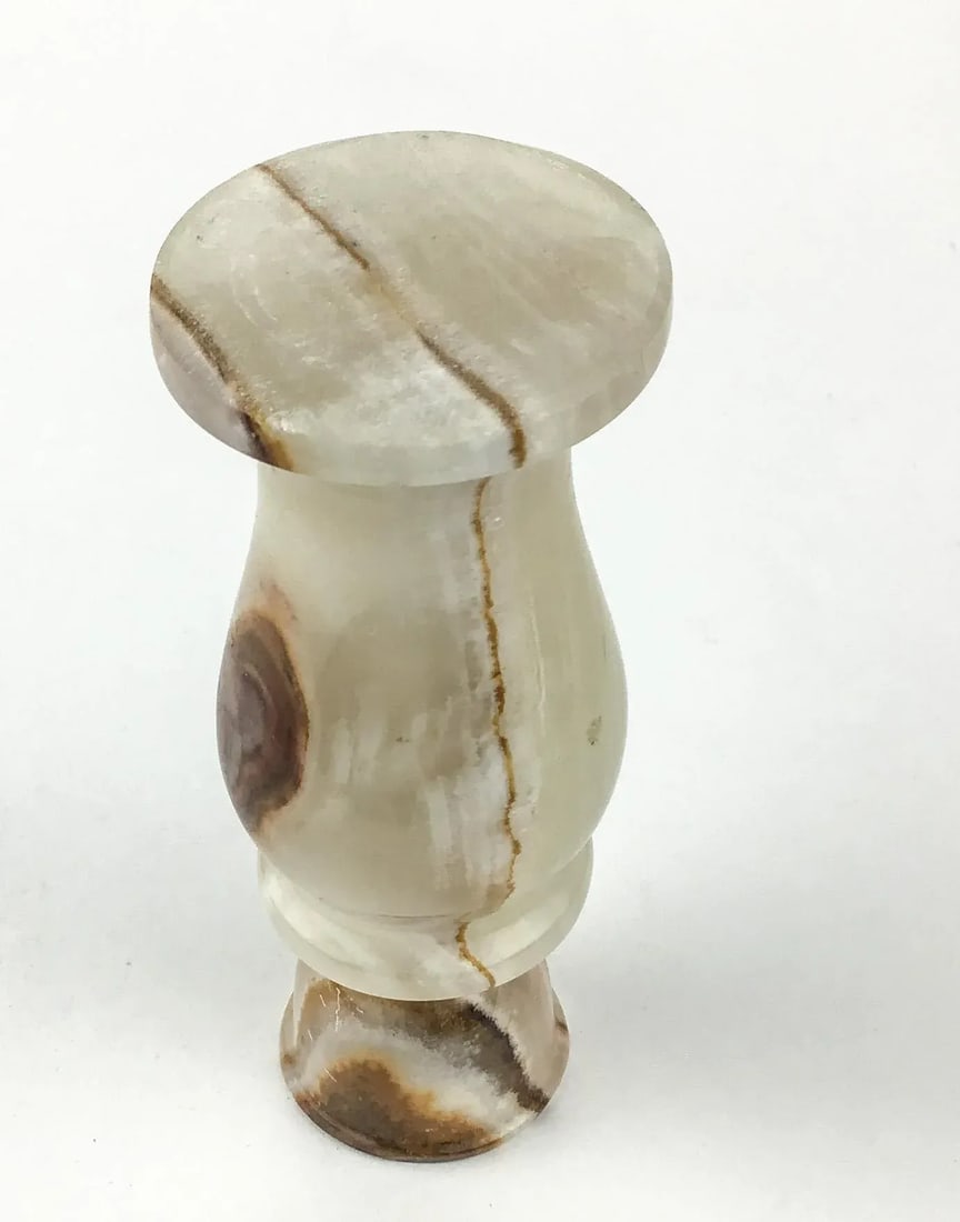 Genuine Hand Carved Onyx Stone Candle Holder - 7