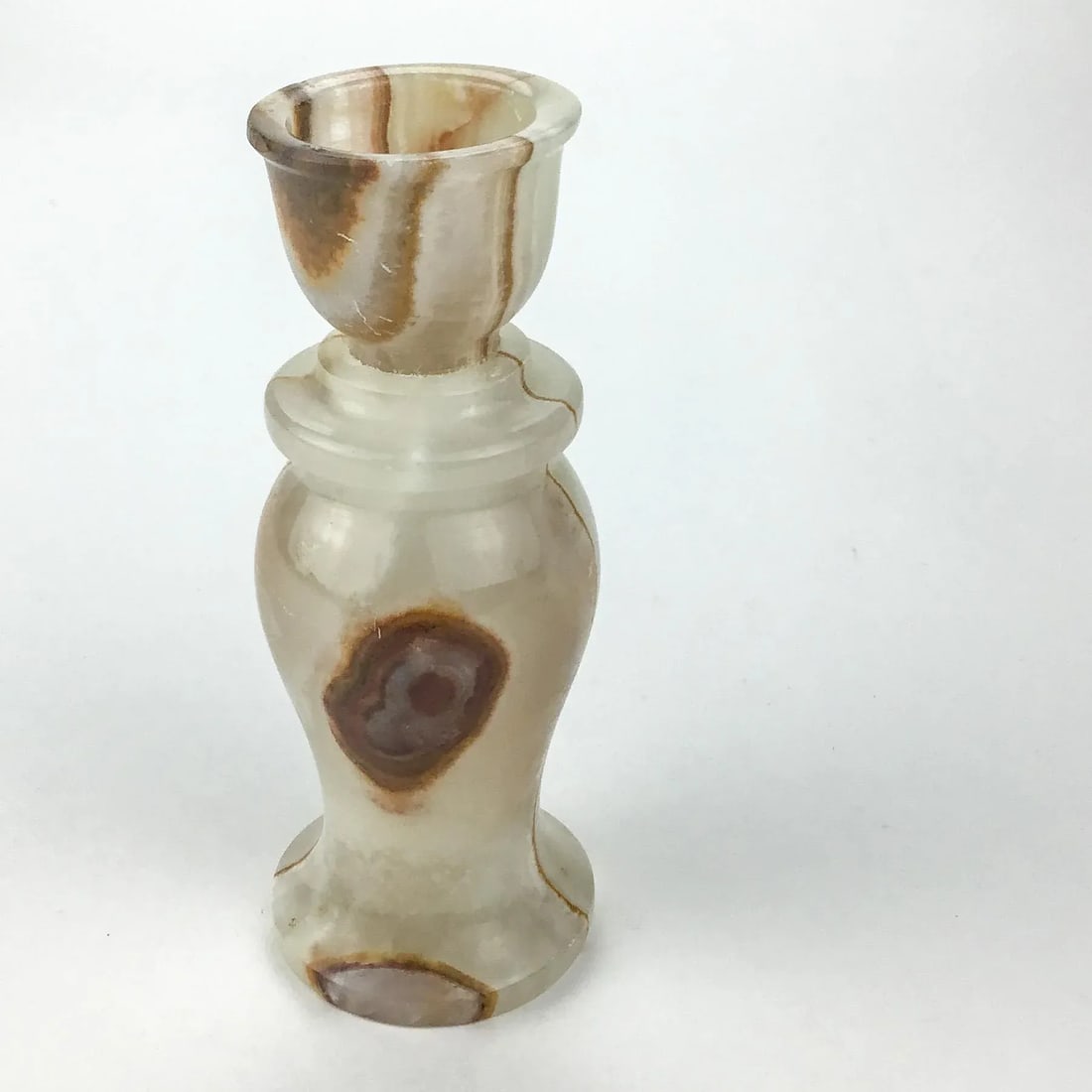 Genuine Hand Carved Onyx Stone Candle Holder - 9