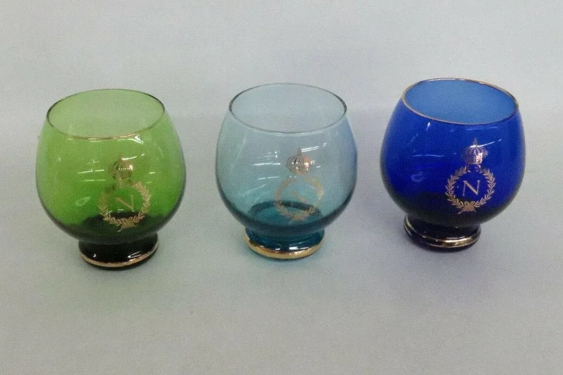 Royal Crown Monogram Multicolor Whiskey Roly Poly Glasses - Set of 3 - 2