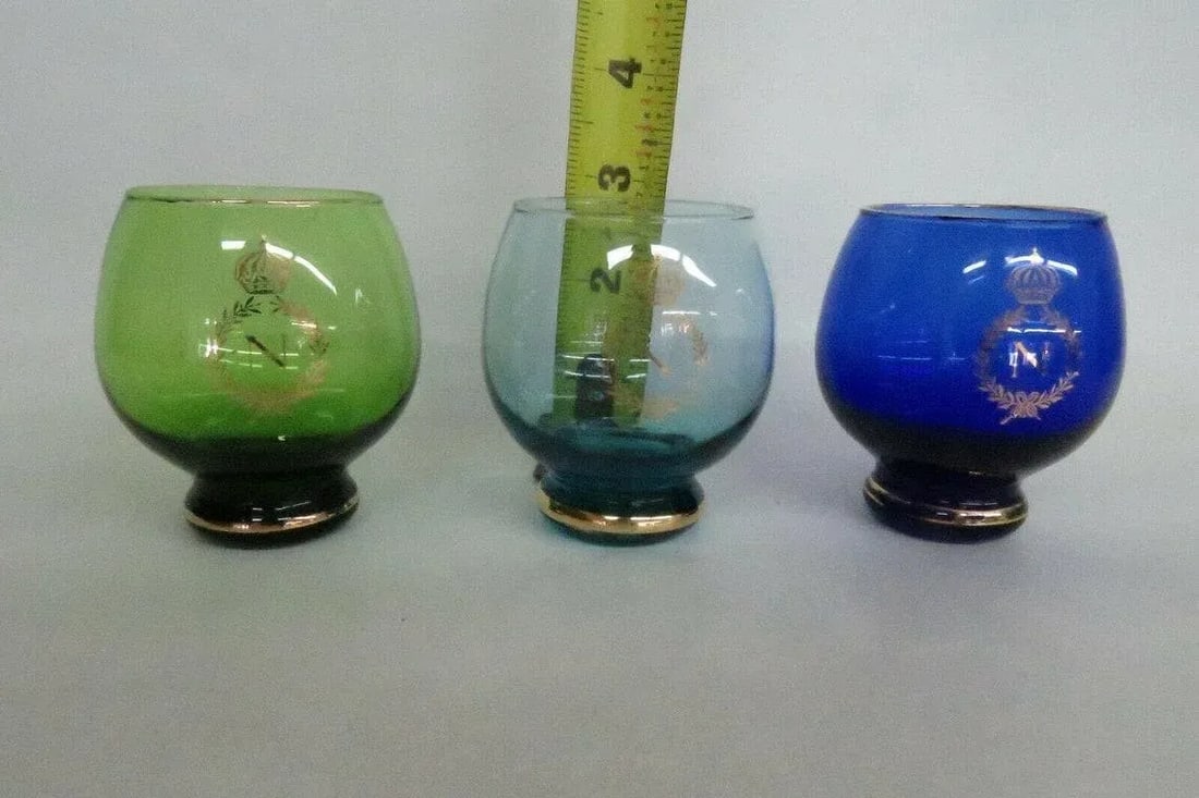 Royal Crown Monogram Multicolor Whiskey Roly Poly Glasses - Set of 3 - 7