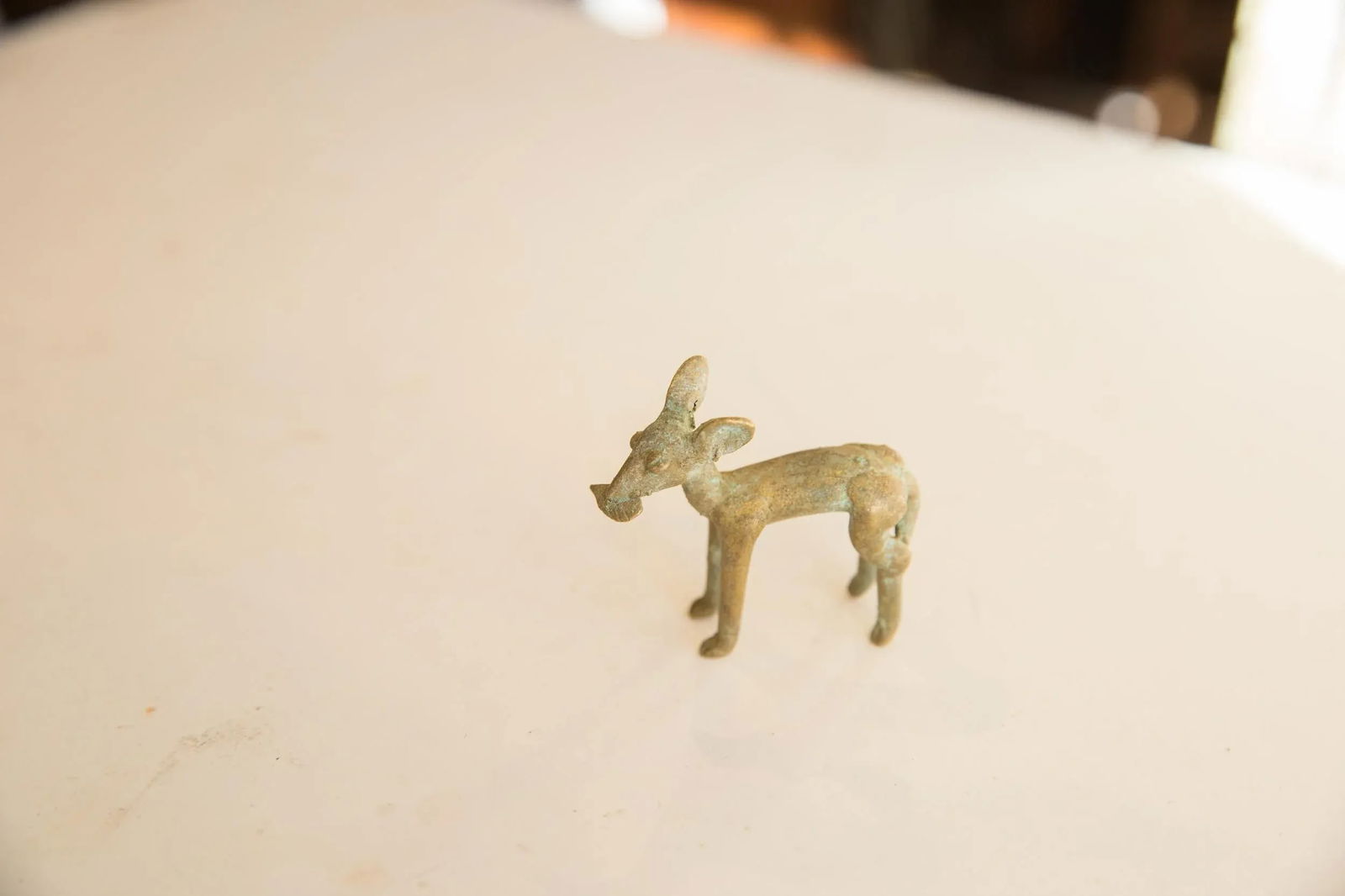 Vintage African Bronze Ewe Impala Eating Leaf - 4