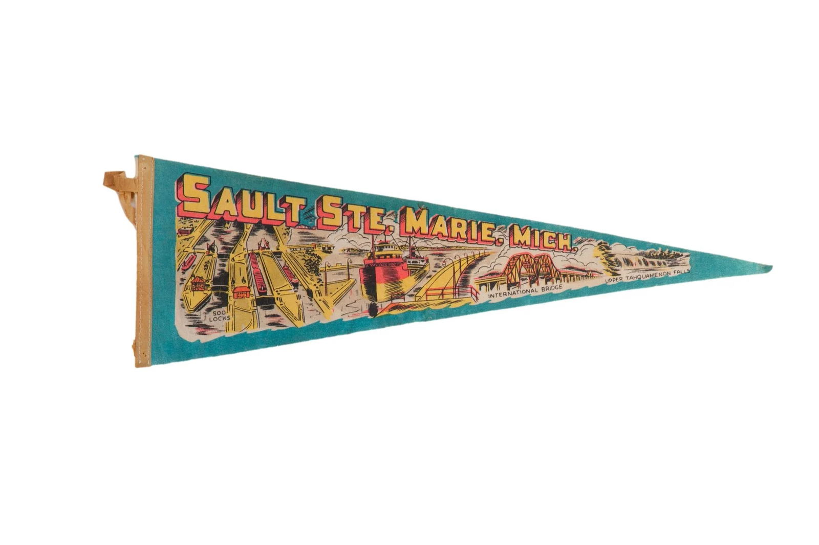 Sault Ste. Marie. Michigan Felt Flag Pennant - 3