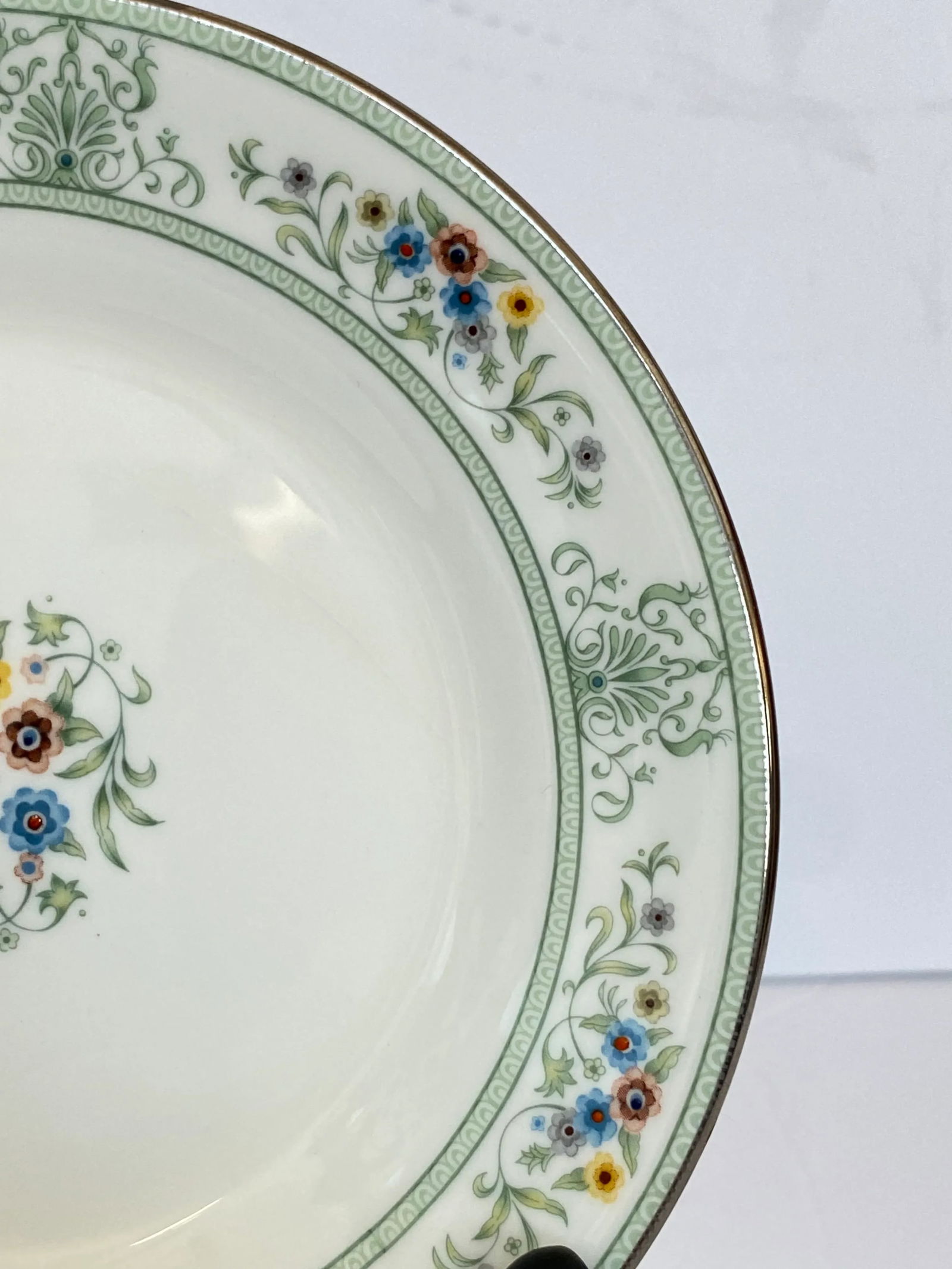 Vintage 1980s Wedgwood Agincourt Green Bone China Bread Plates - Set of 5 - 3