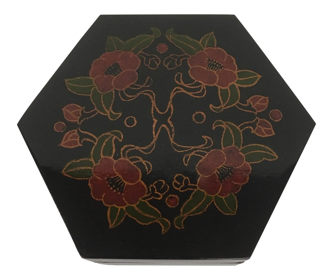 Vintage Lacquer Hexagon Box (1 of 8)