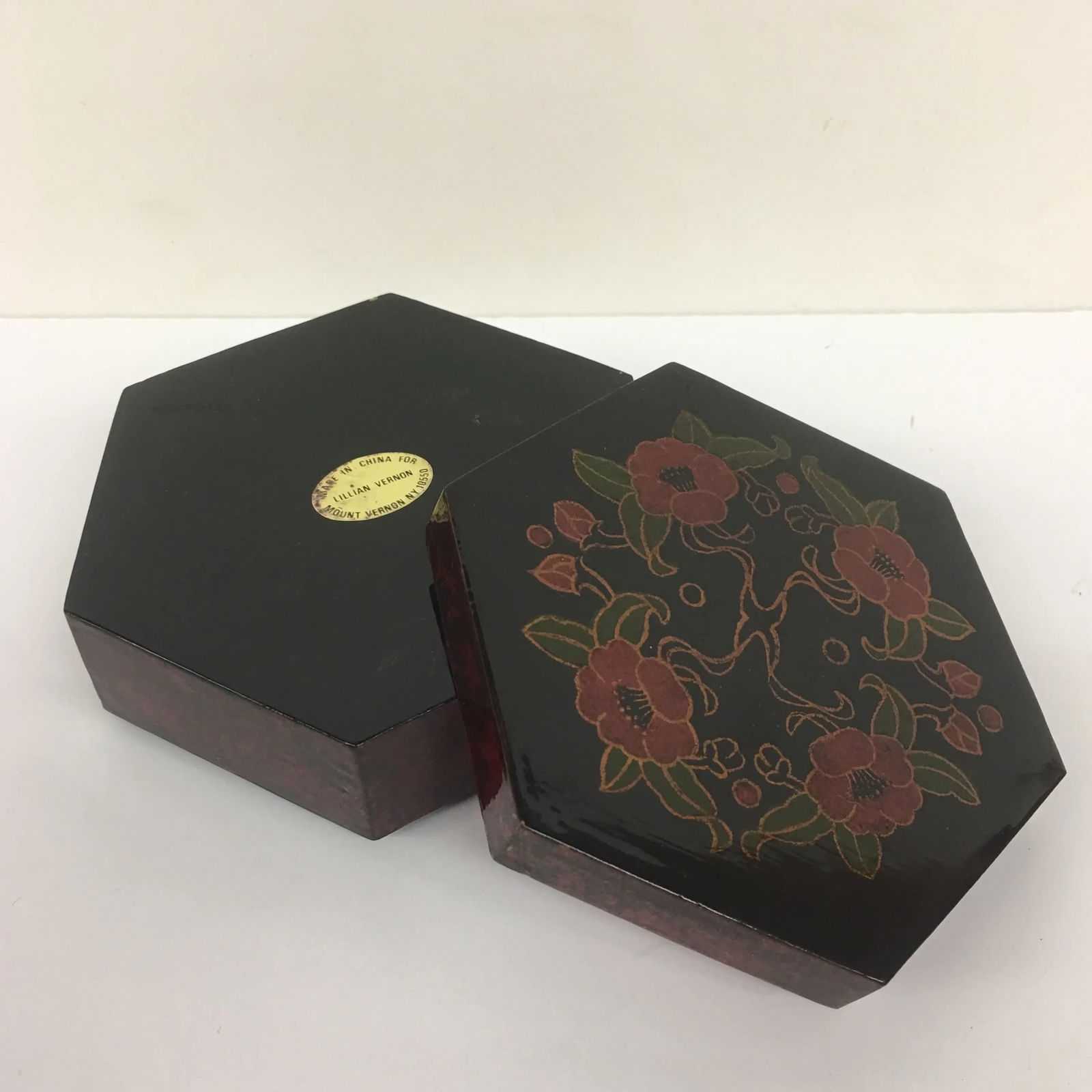 Vintage Lacquer Hexagon Box - 6