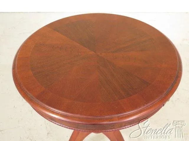Round Cherry Pedestal Base Occasional Table - 2