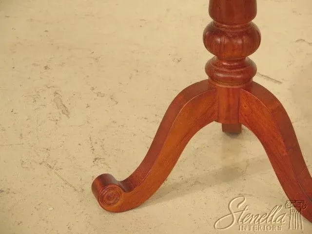 Round Cherry Pedestal Base Occasional Table - 3