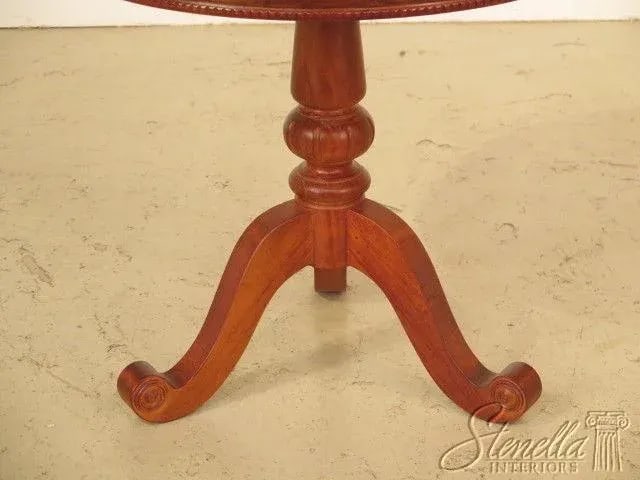 Round Cherry Pedestal Base Occasional Table - 7