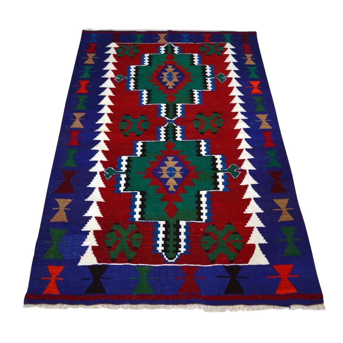 1970s Hand Woven Turkish Oushak Kilim Rug: Crafted by Anatolian artisans in the 1970s, this handwoven Turkish kilim combines traditional tribal motifs and timeless craftsmanship, bringing authenticity and character to any interior space. 